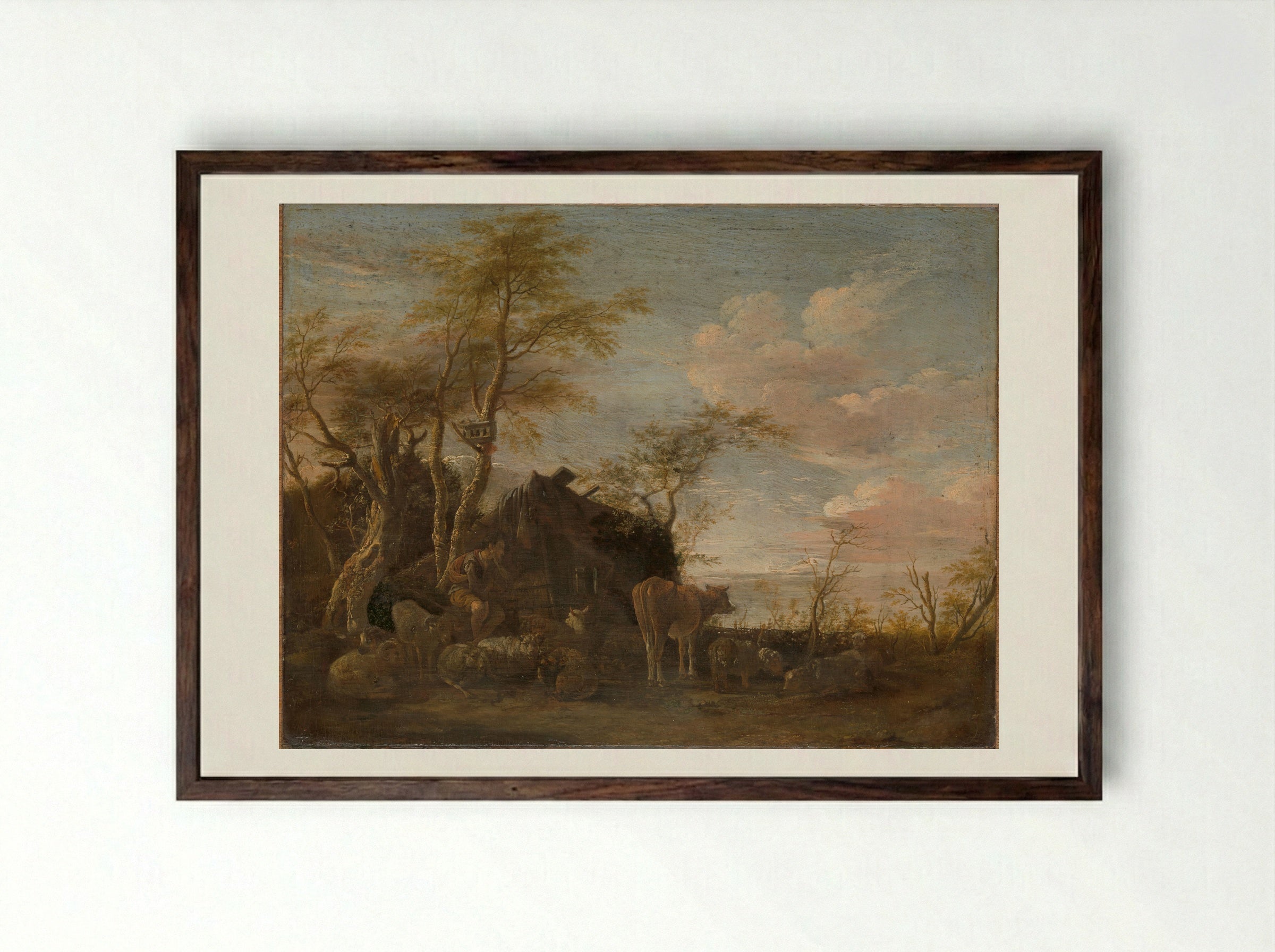 Herdershut - Paulus Potter - Framed Print Dark Wood