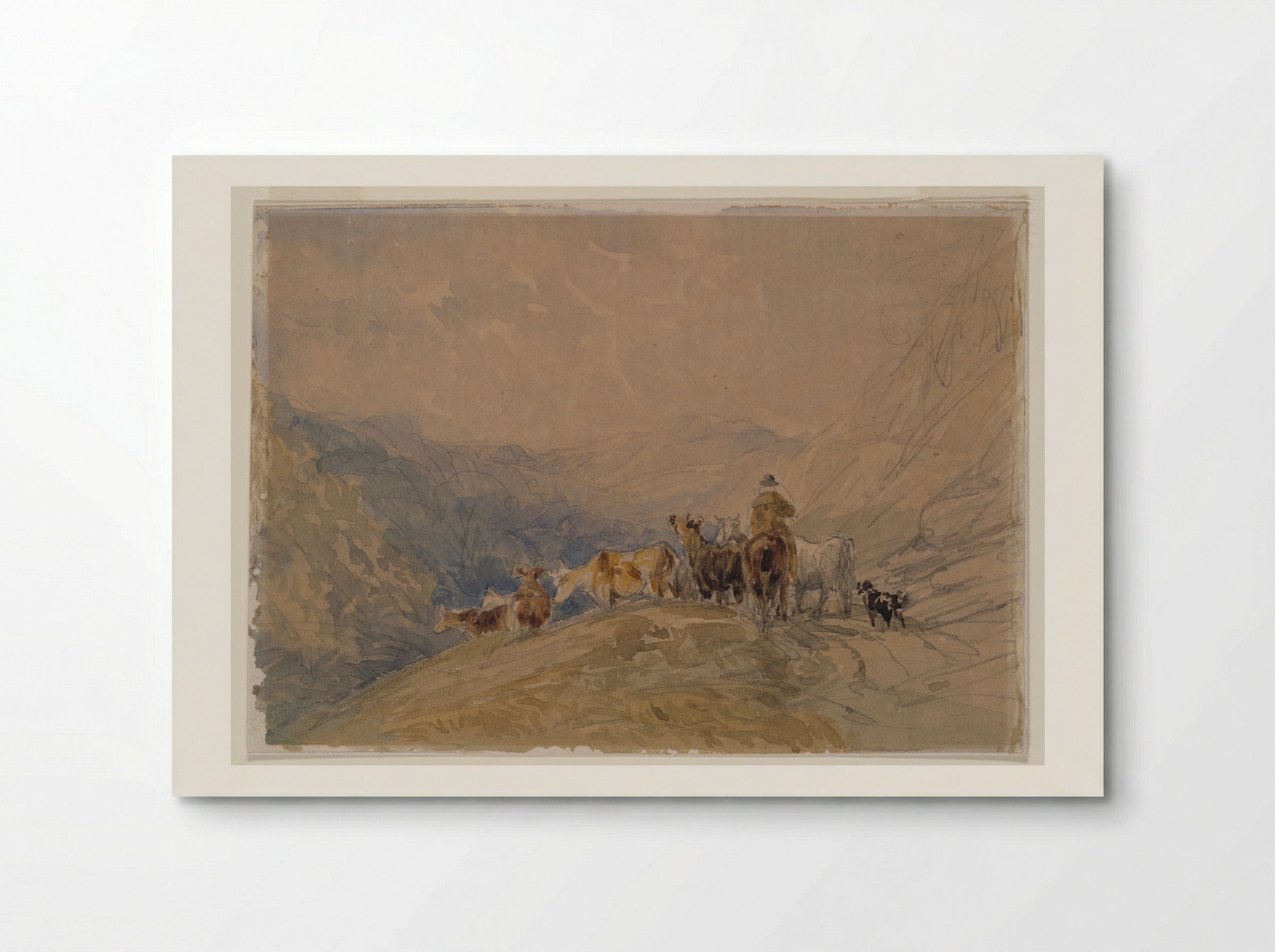 Herding Cattle in the Mountains - David Cox - Poster