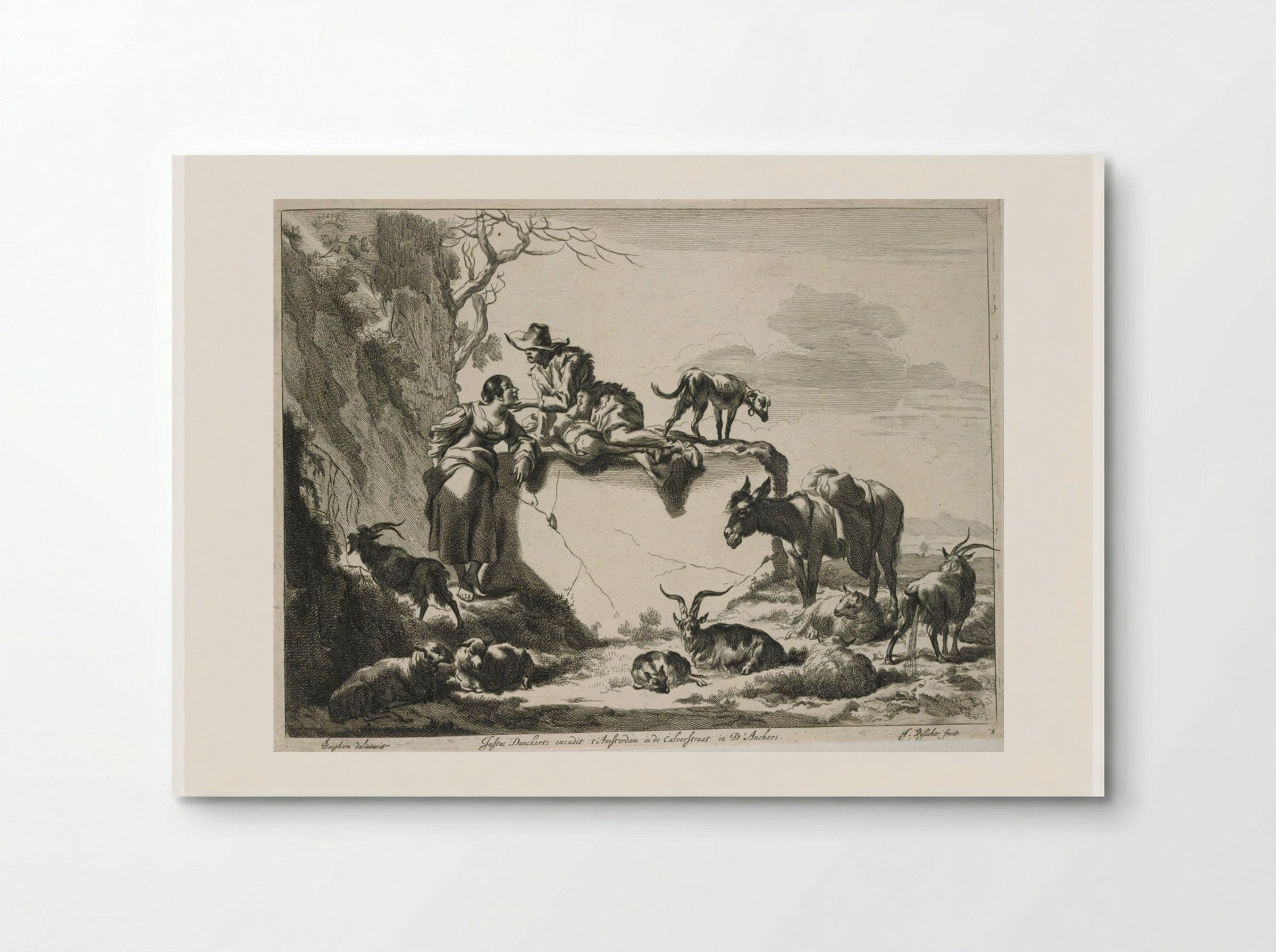 Herdsman Caressing a Girl - Johannes Visscher - Poster