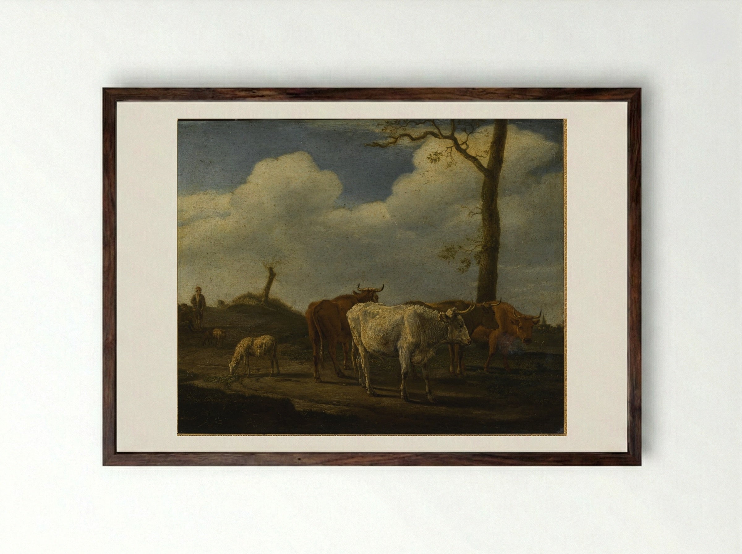 Herdsman - Paulus Potter - Framed Print Dark Wood