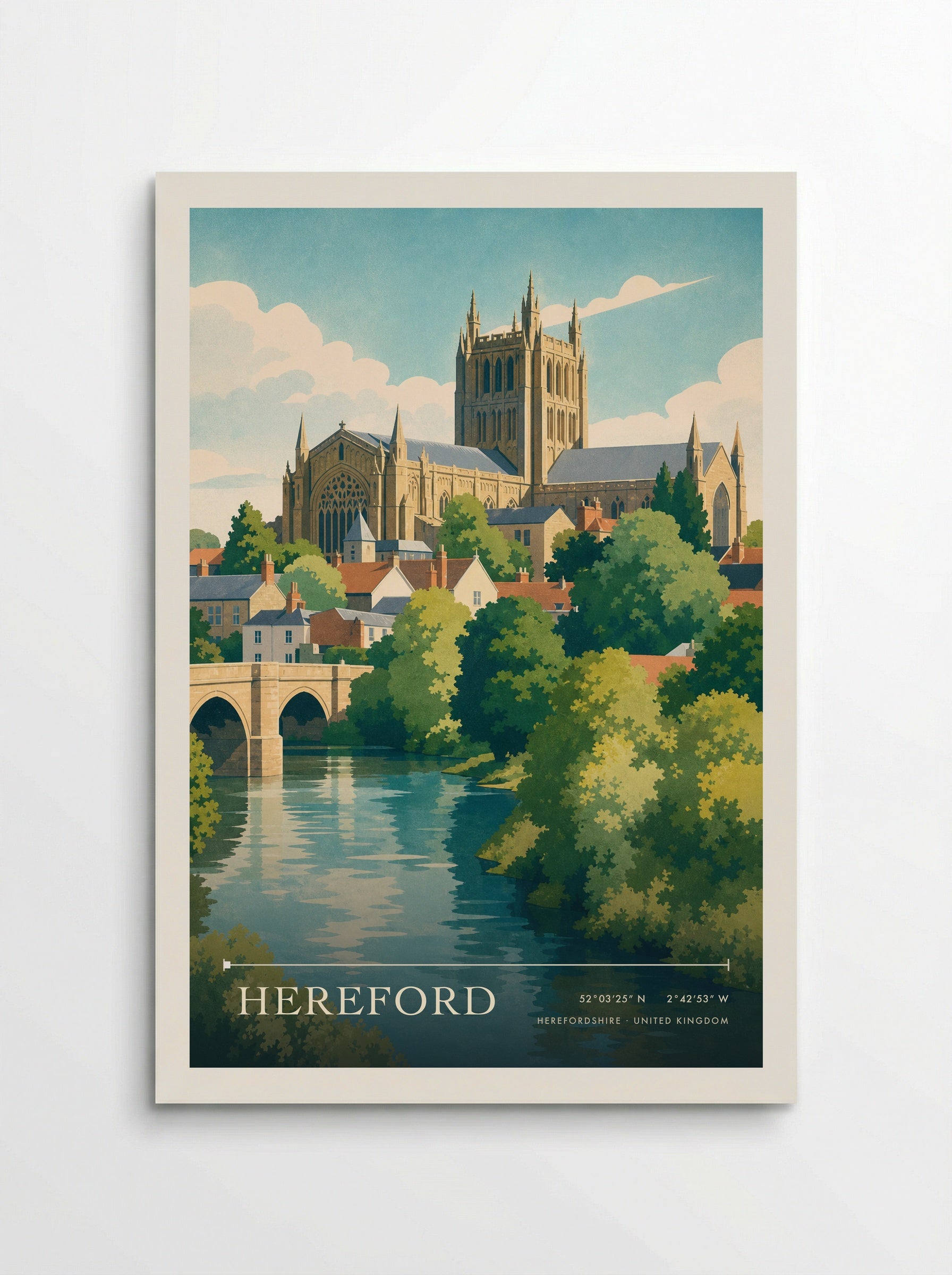 Hereford Herefordshire United Kingdom Travel Poster - Poster