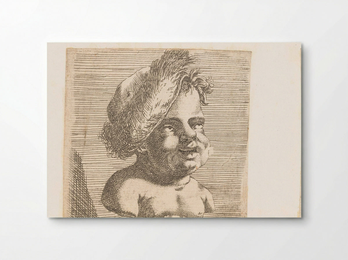 Herm met kinderkop met baret - François Bourlier - Poster