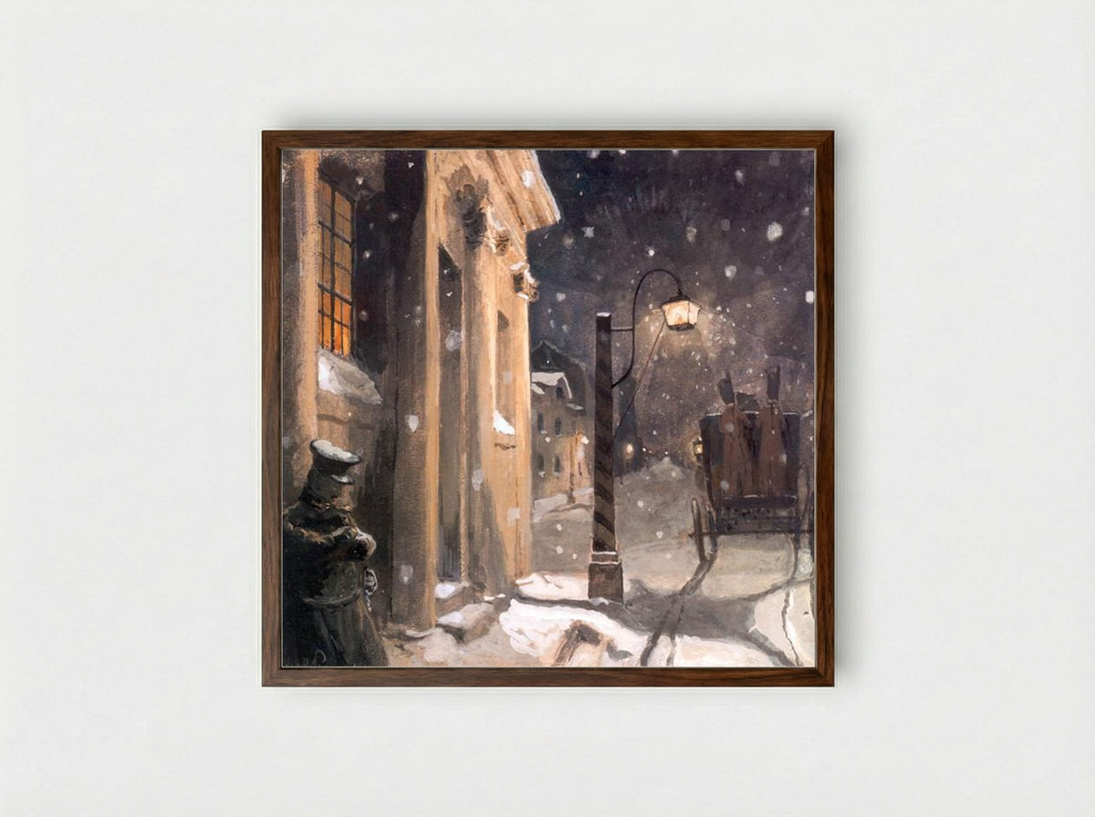 Hermann at the entrance to the countess - Alexandre Benois - Framed Print Dark Wood