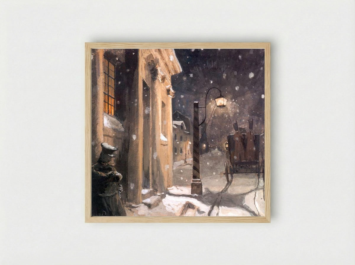 Hermann at the entrance to the countess - Alexandre Benois - Framed Print Wood