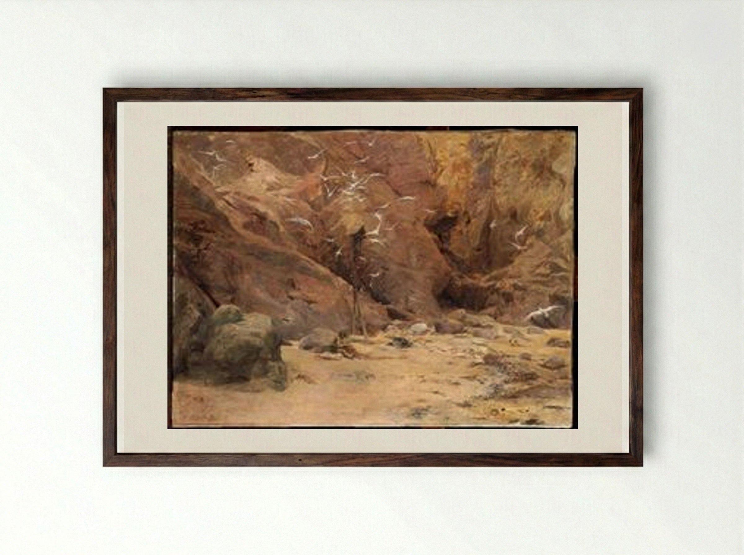 Hermit in Seaside - Luc-Olivier Merson - Framed Print Dark Wood