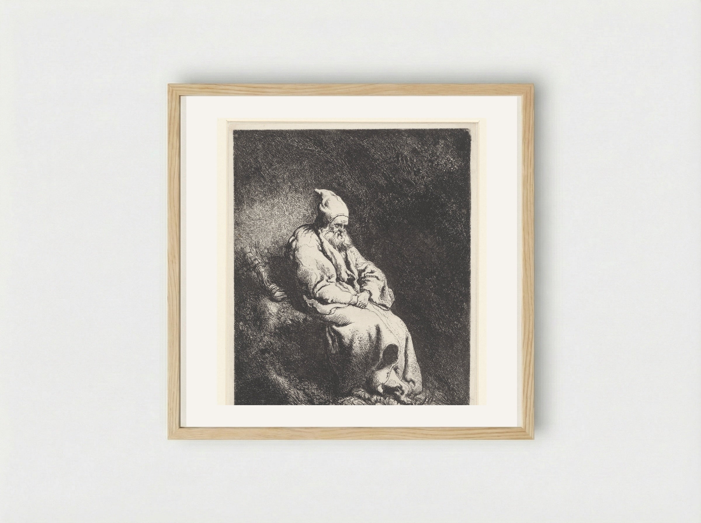 Hermit in a Cave - Jan Lievens - Framed Print Wood