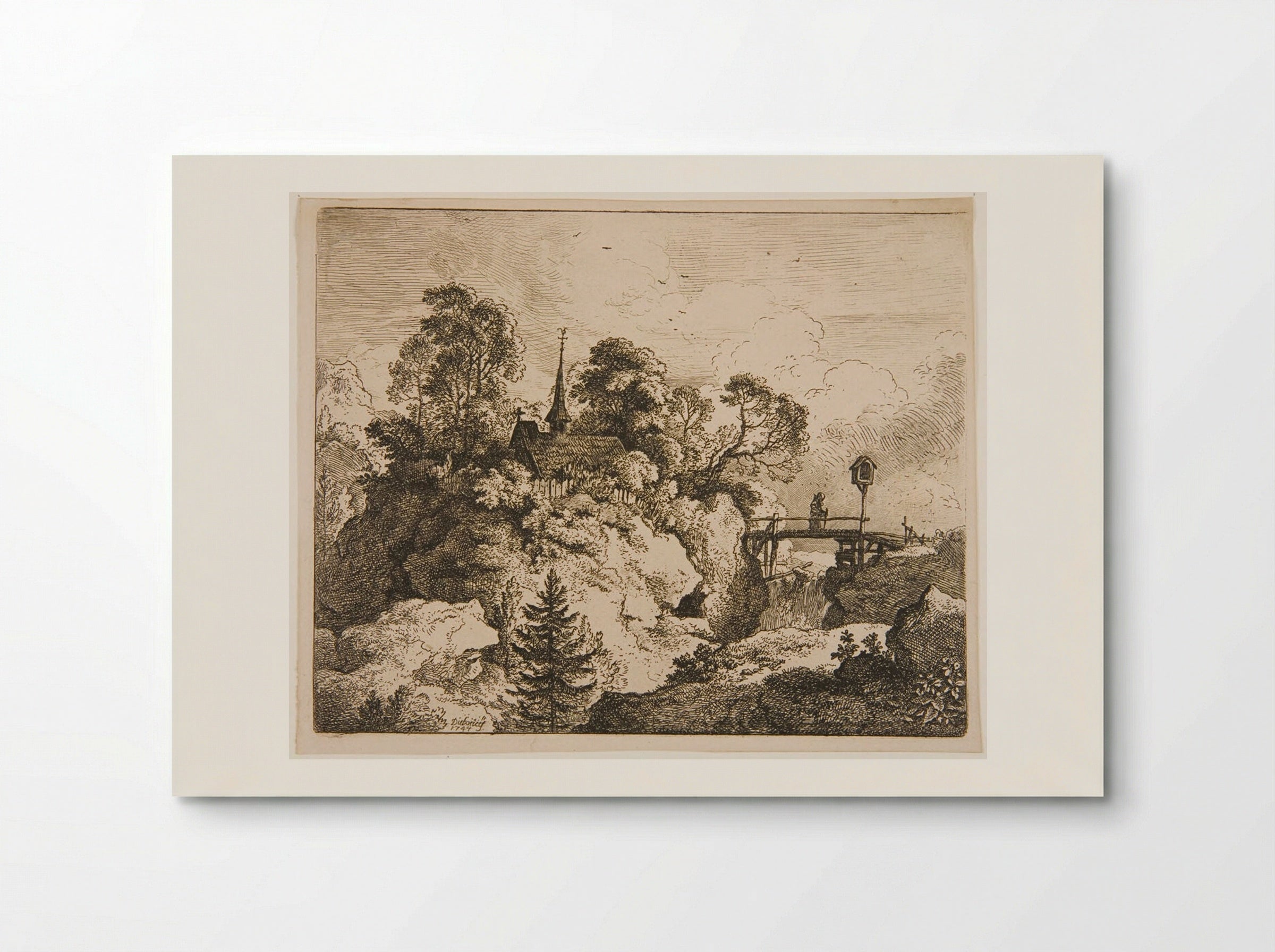 Hermit on a Bridge - Christian Wilhelm Ernst Dietrich - Poster