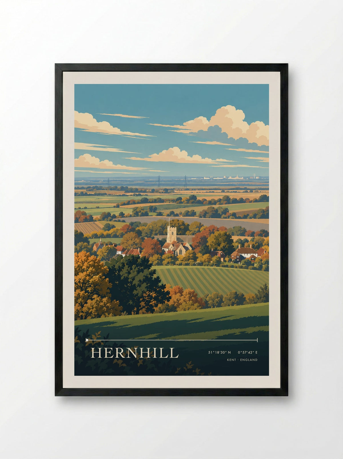 Hernhill, Kent | Travel Poster - Framed Print Black