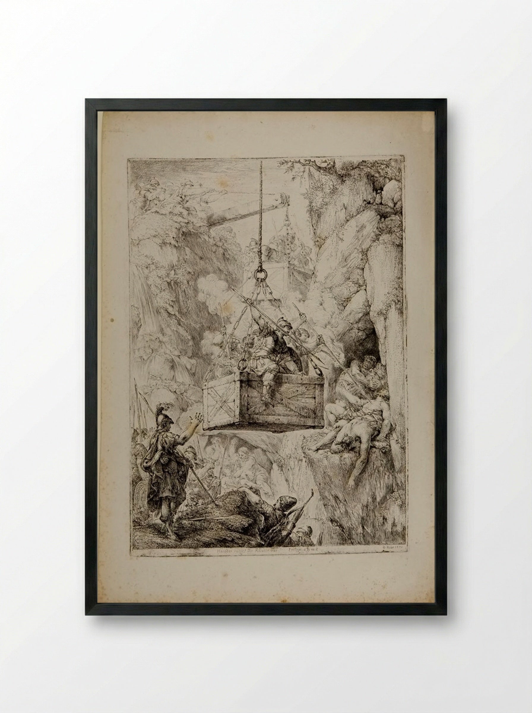 Herod Destroying a Band of Robbers - Christian Bernhard Rode - Framed Print Black