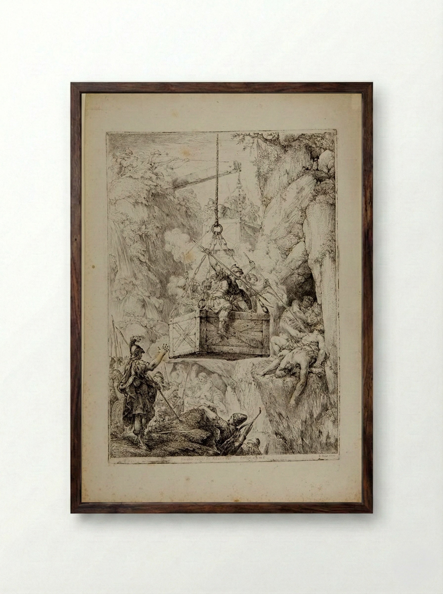 Herod Destroying a Band of Robbers - Christian Bernhard Rode - Framed Print Dark Wood
