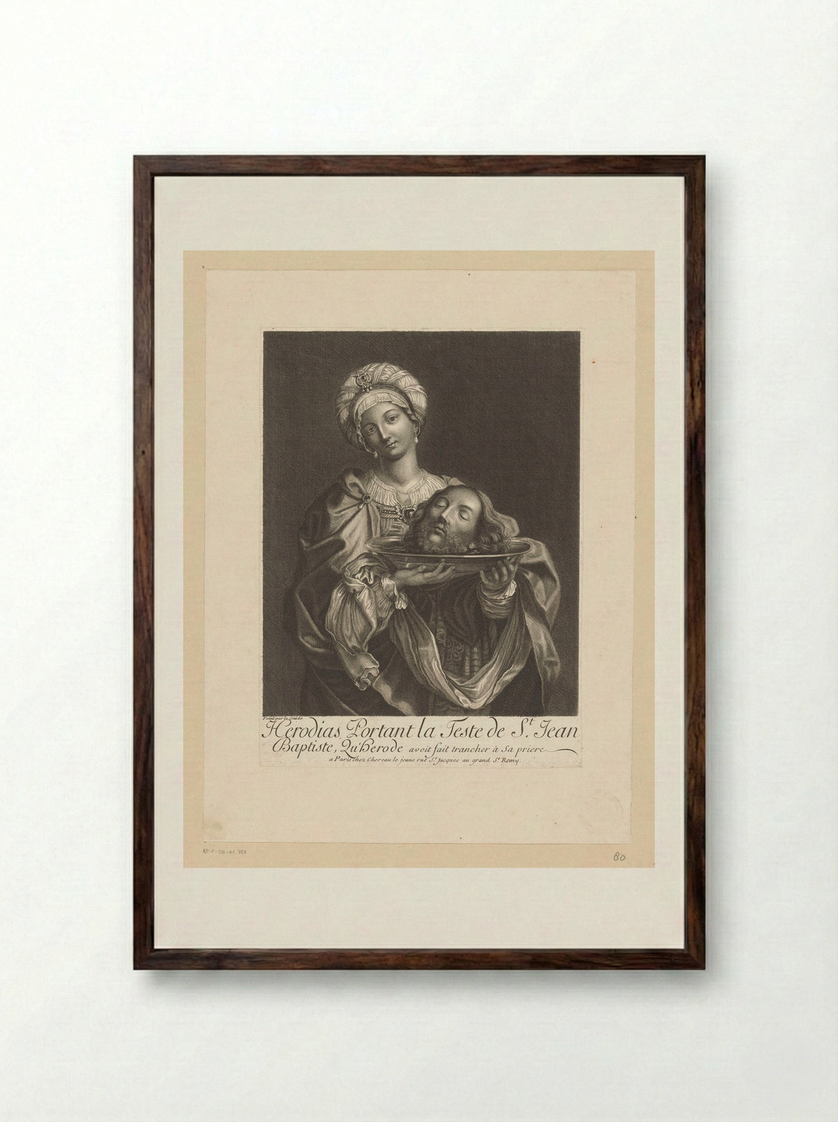 Herodias with the Head of Saint John the Baptist - Nicolas Bazin - Framed Print Dark Wood