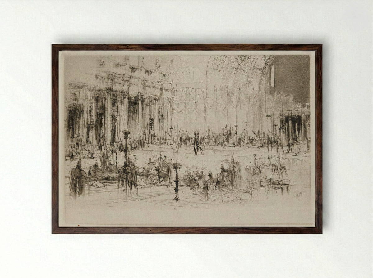 Herodias: Page 39, The guests filled the banquet hall - William Walcot - Framed Print Dark Wood