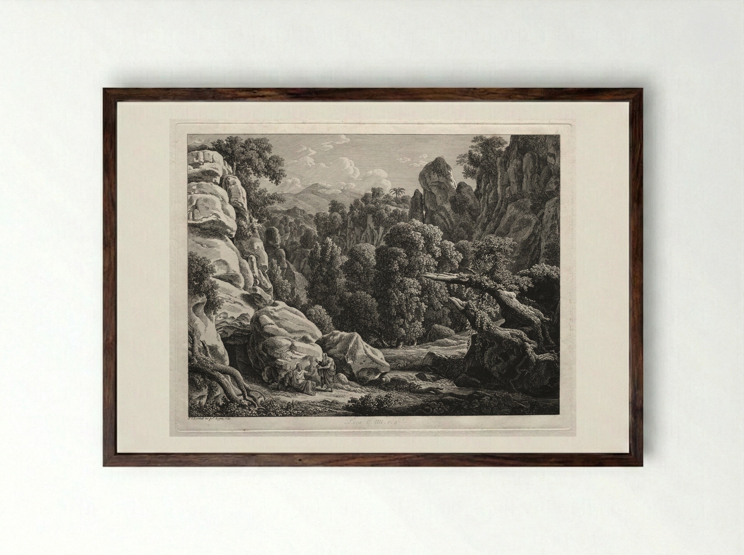 Heroic Landscape: The Satyr and the Nymph - Johann Christian Reinhart - Framed Print Dark Wood
