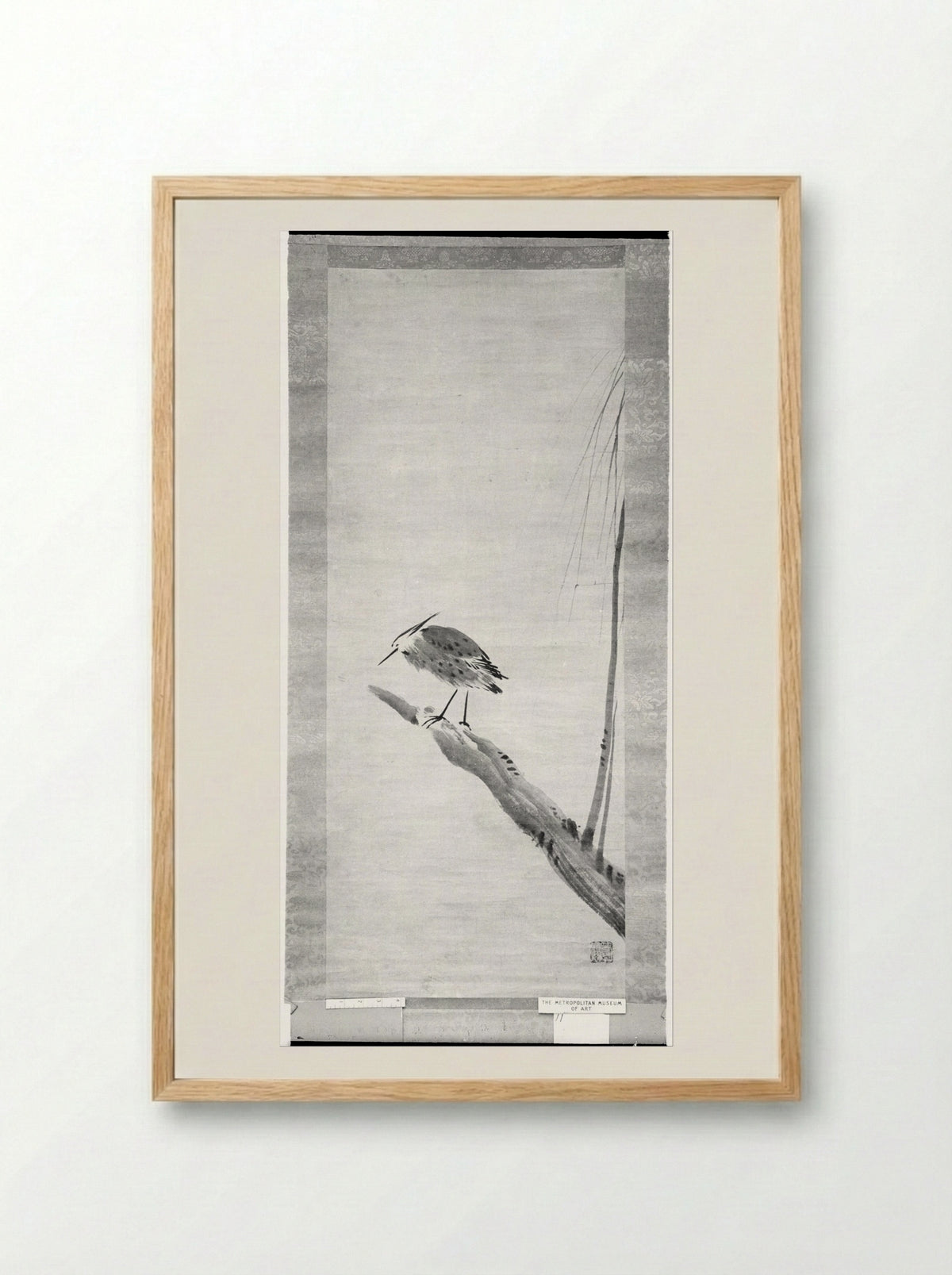 Heron and Willow - Sesshū Tōyō - Framed Print Wood
