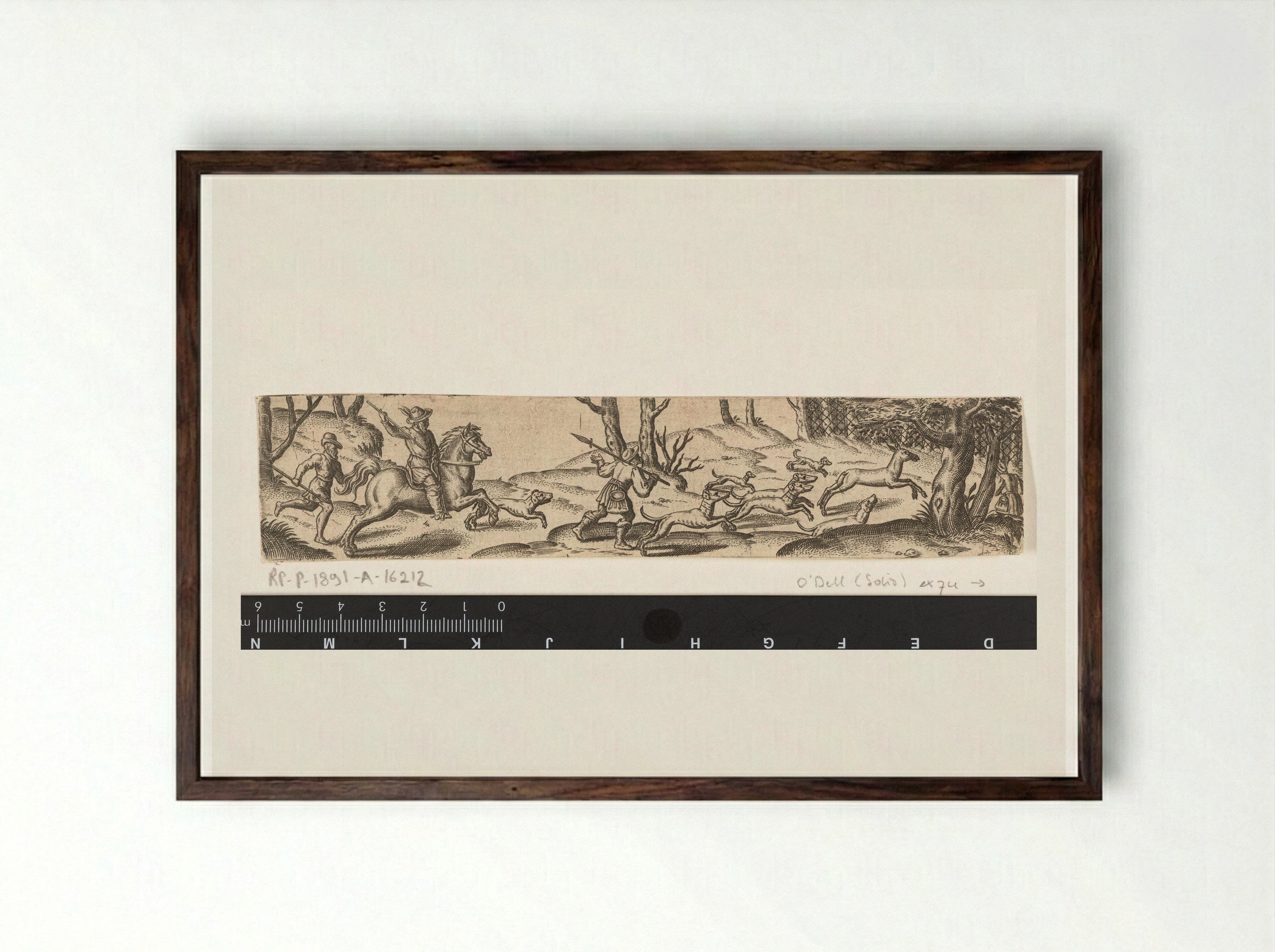 Hertenjacht (Stag Hunt) - Abraham de Bruyn - Framed Print Dark Wood