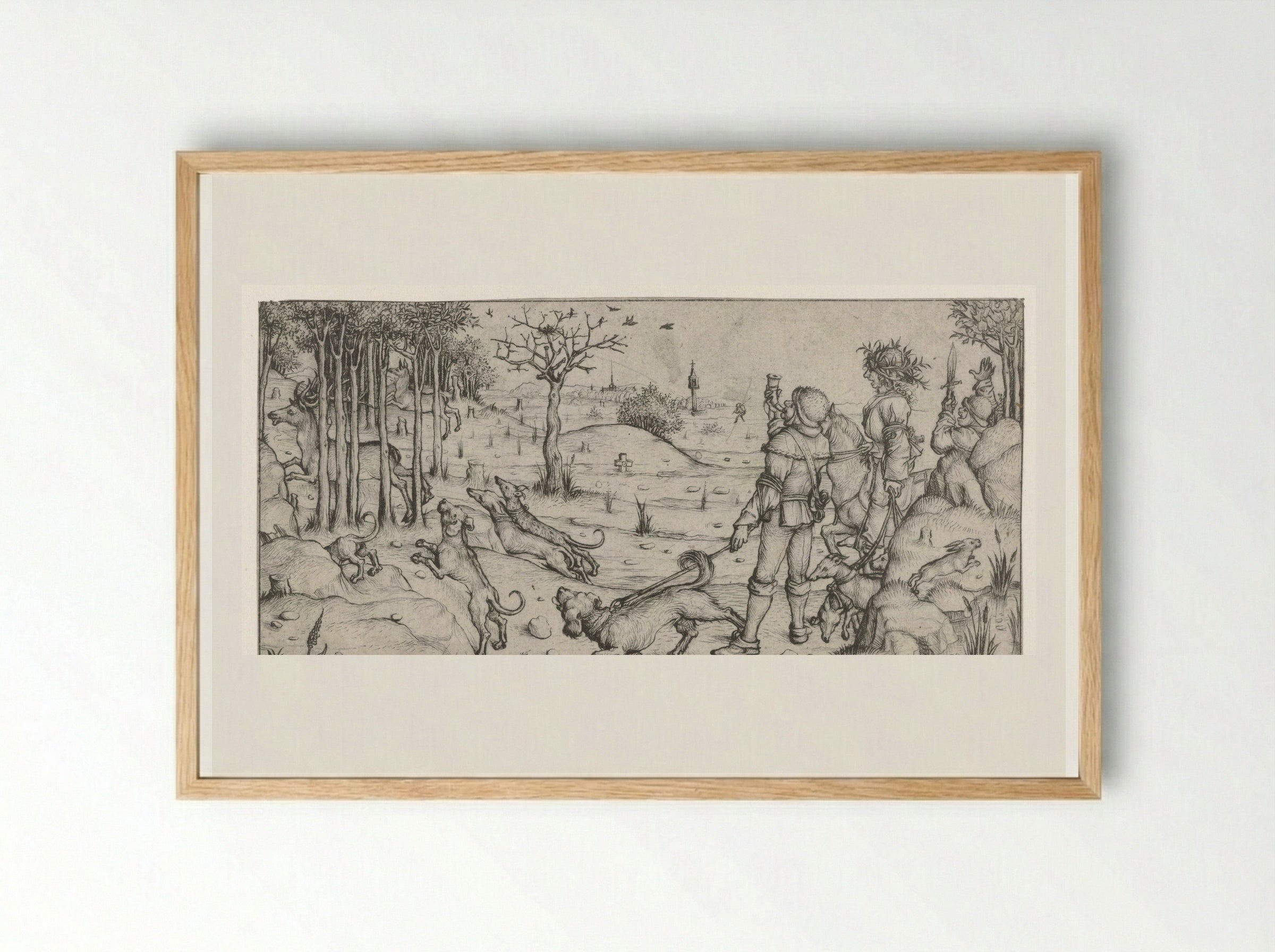 Hertenjacht (The Stag Hunt) - Master of the Amsterdam Cabinet - Framed Print Wood
