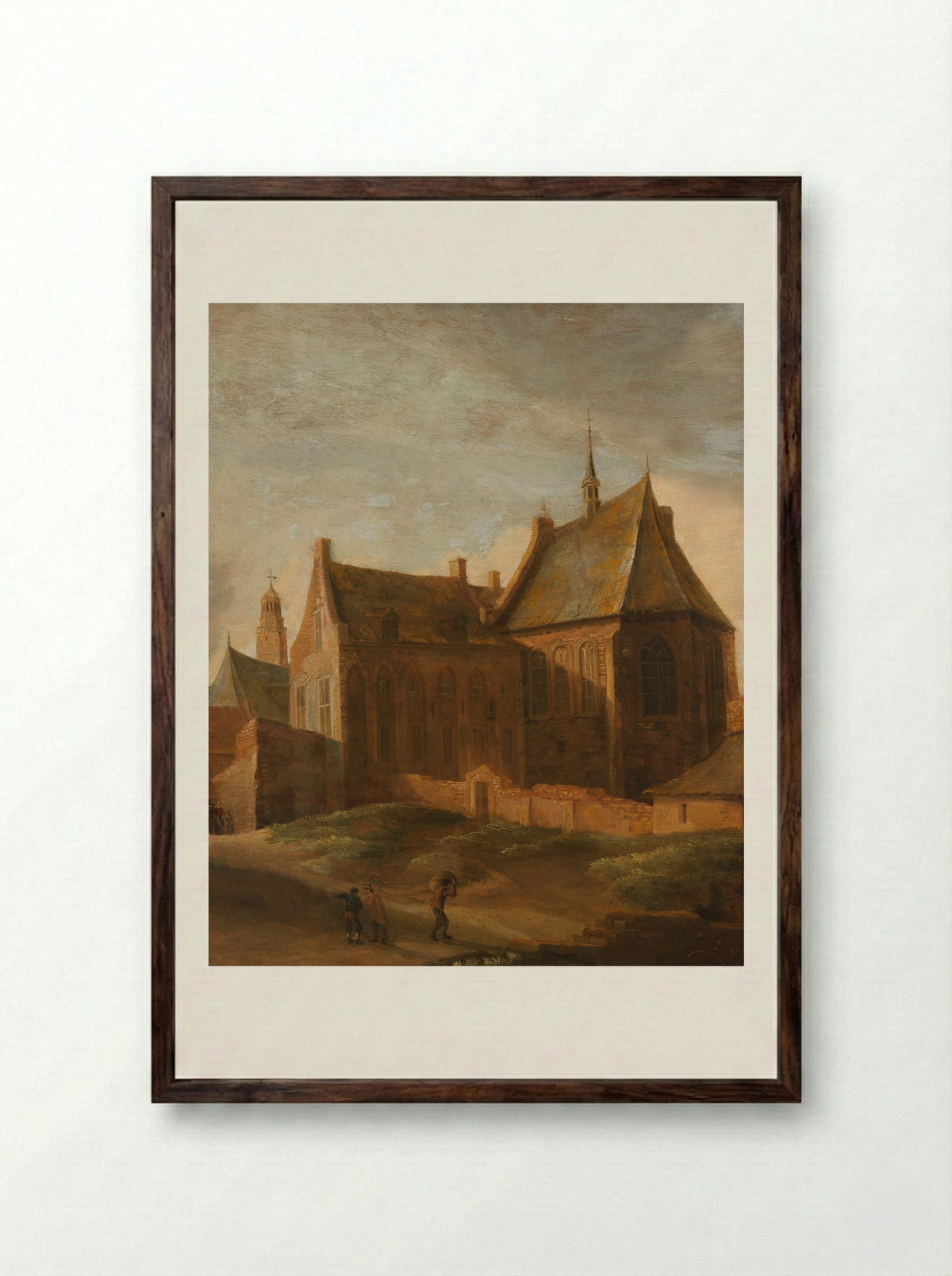 Het Agnietenklooster te Utrecht - Pieter des Ruelles - Framed Print Dark Wood