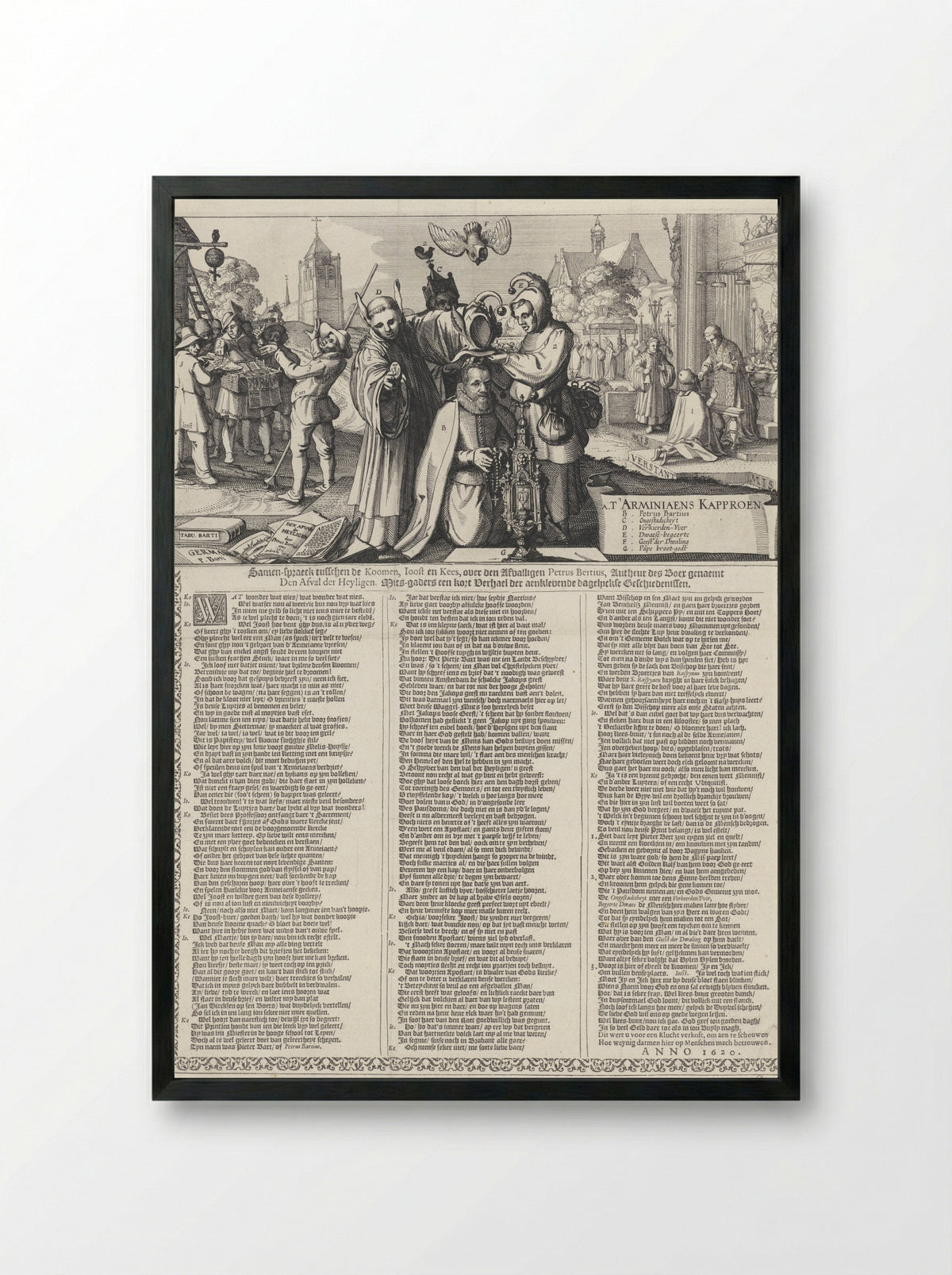 Het Arminiaans Kaproen - Claes Jansz. Visscher (II) - Framed Print Black