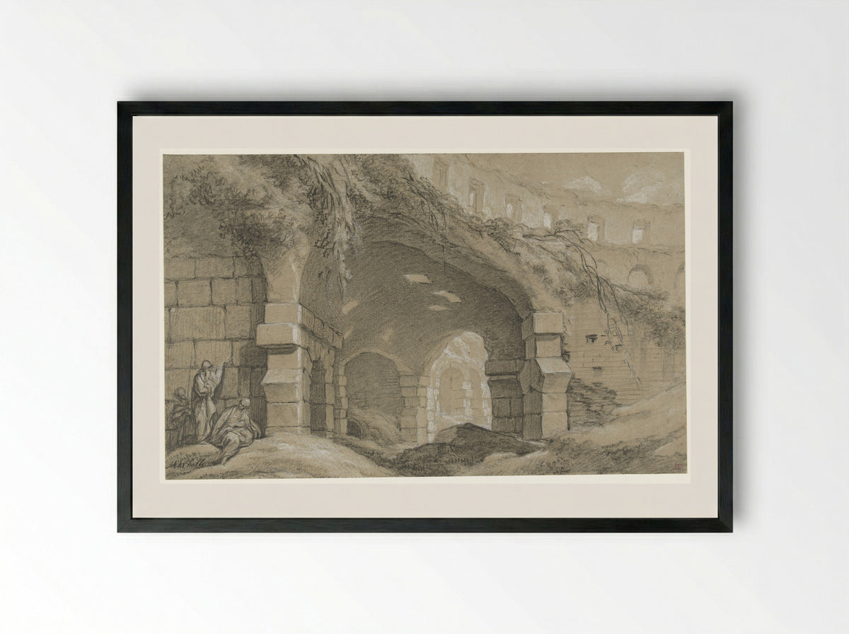 Het Colosseum in Rome - Charles Michel-Ange Challe - Framed Print Black