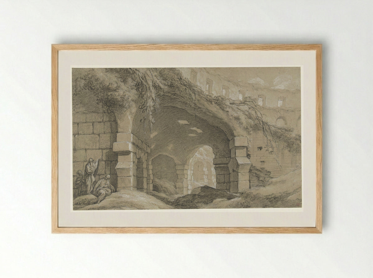 Het Colosseum in Rome - Charles Michel-Ange Challe - Framed Print Wood