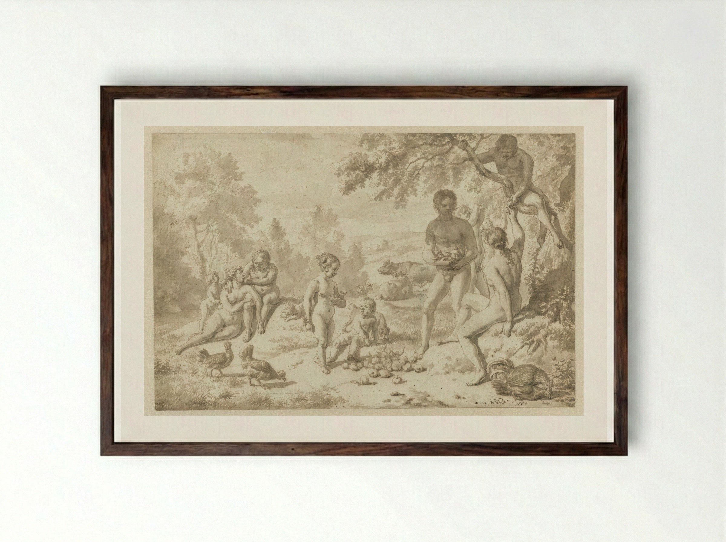 Het Gouden Tijdperk - Adriaen van de Velde - Framed Print Dark Wood
