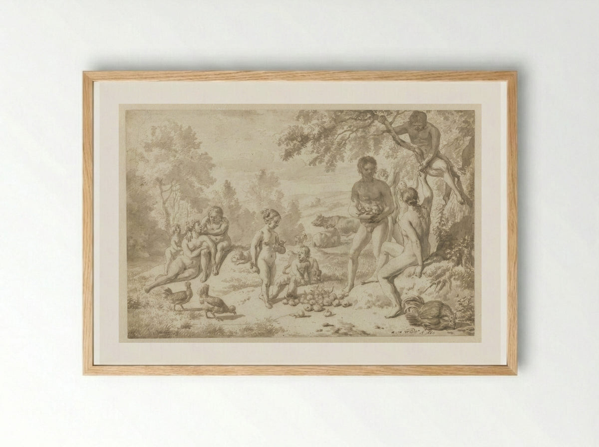 Het Gouden Tijdperk - Adriaen van de Velde - Framed Print Wood