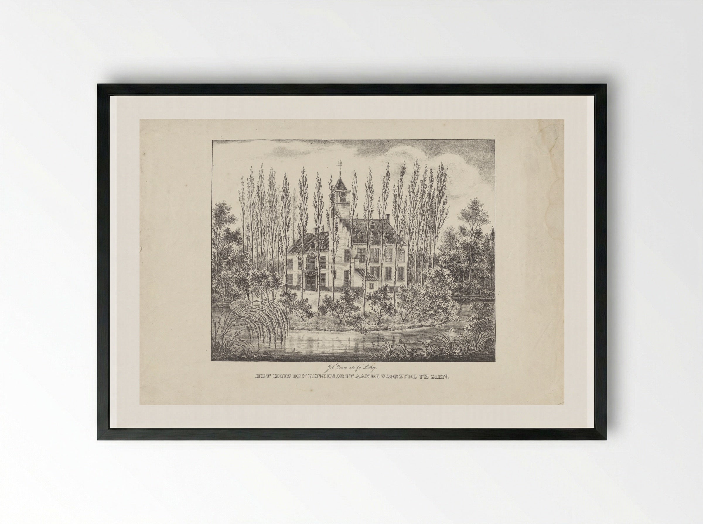 Het Huis den Binckhorst Aande Voorzyde Te Zien - Joannes Bemme - Framed Print Black