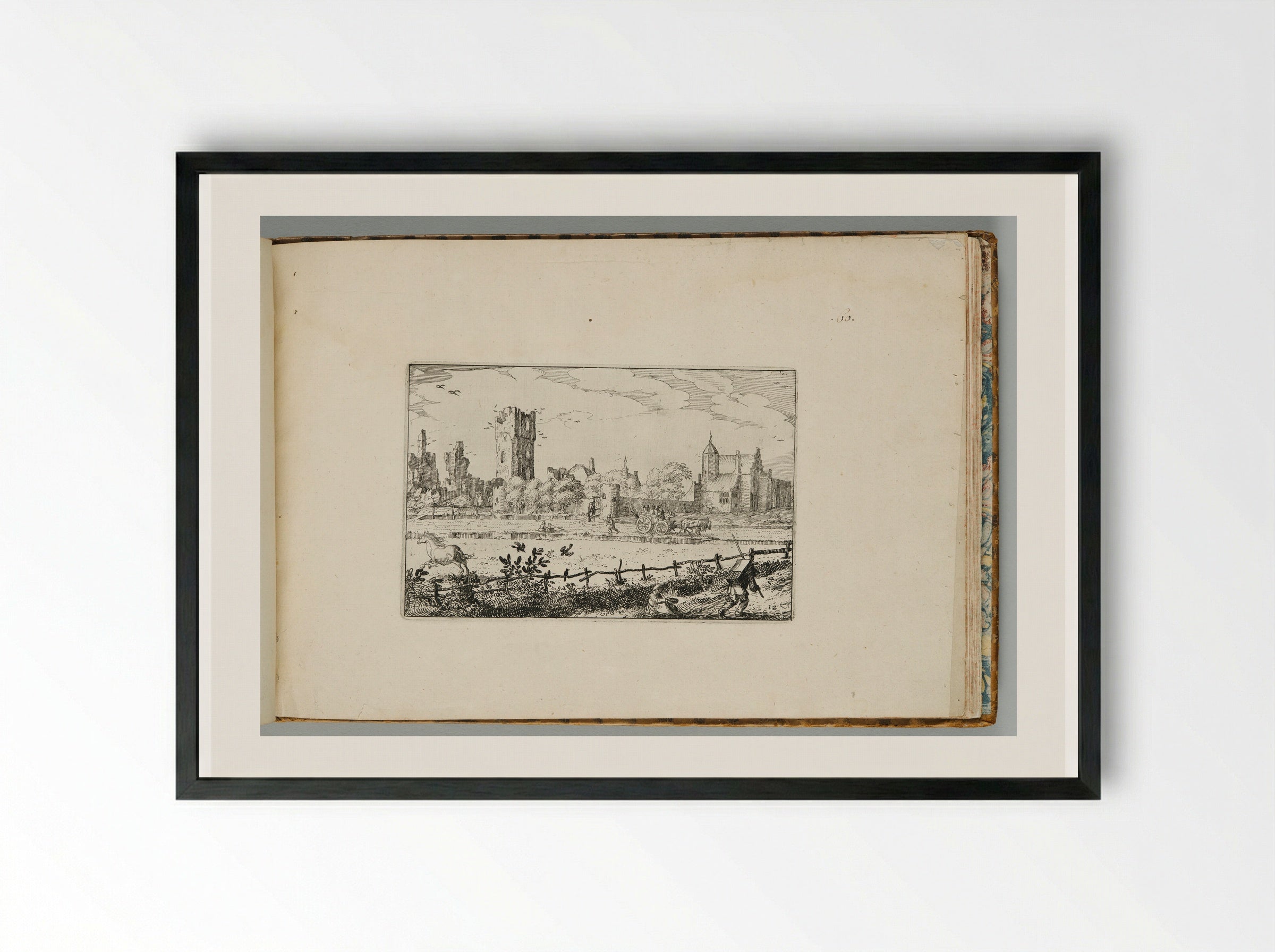 'Het Huis te Cleef,' near Haarlem - Claes Jansz. Visscher - Framed Print Black