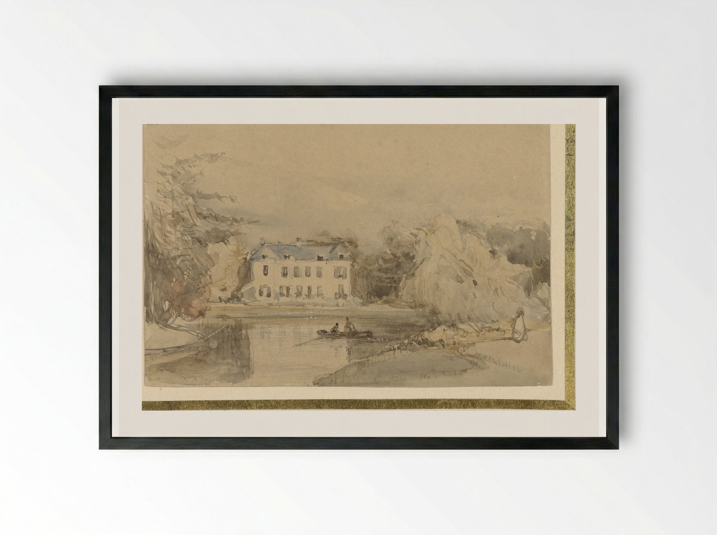 Het Huis te Leede - Johannes Bosboom - Framed Print Black