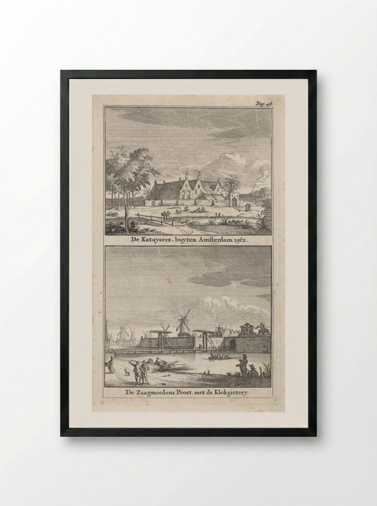 Het Kartuizerklooster en de Zaagmolenpoort - Jan Goeree - Framed Print Black