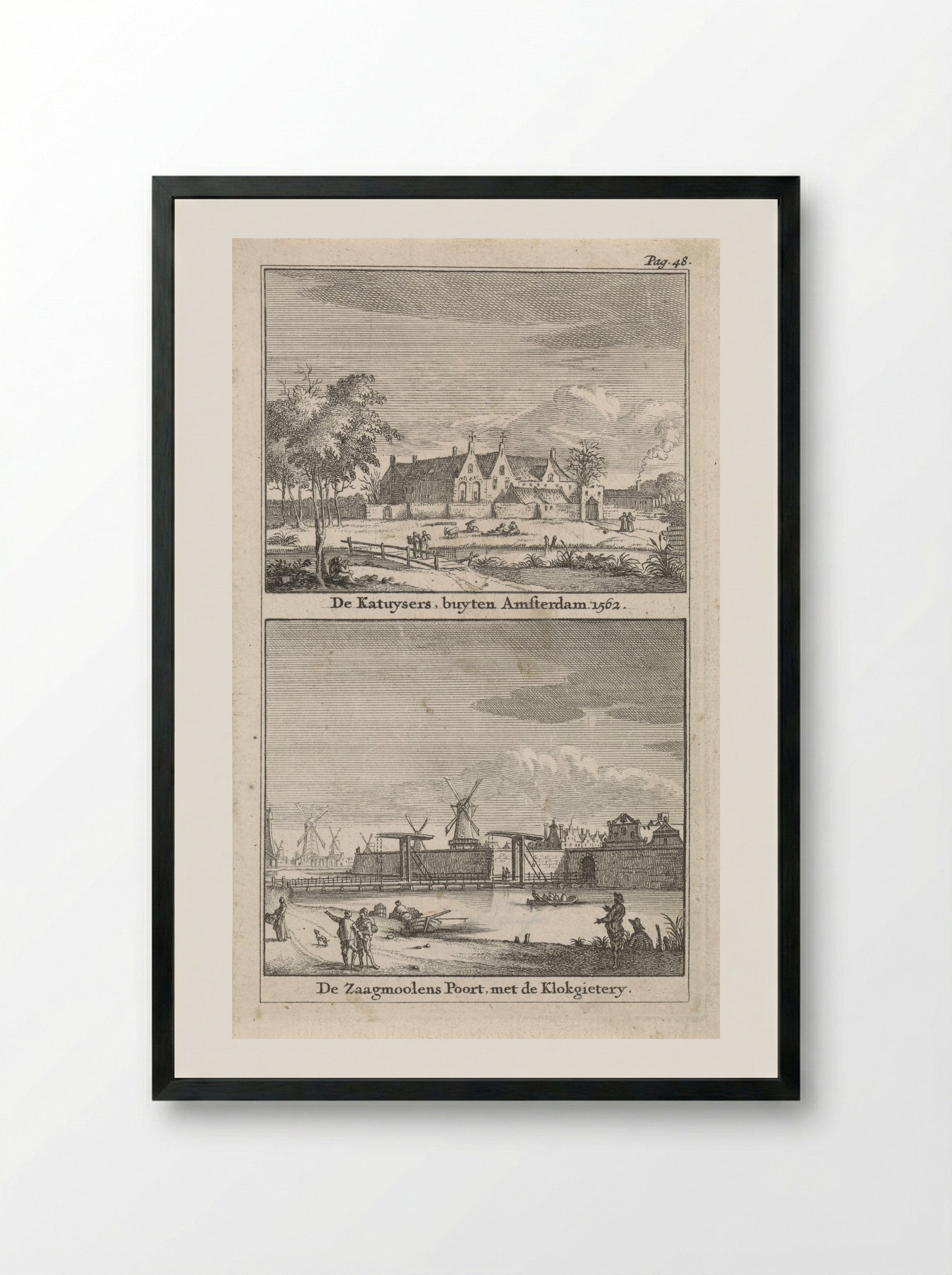 Het Kartuizerklooster en de Zaagmolenpoort - Jan Goeree - Framed Print Black