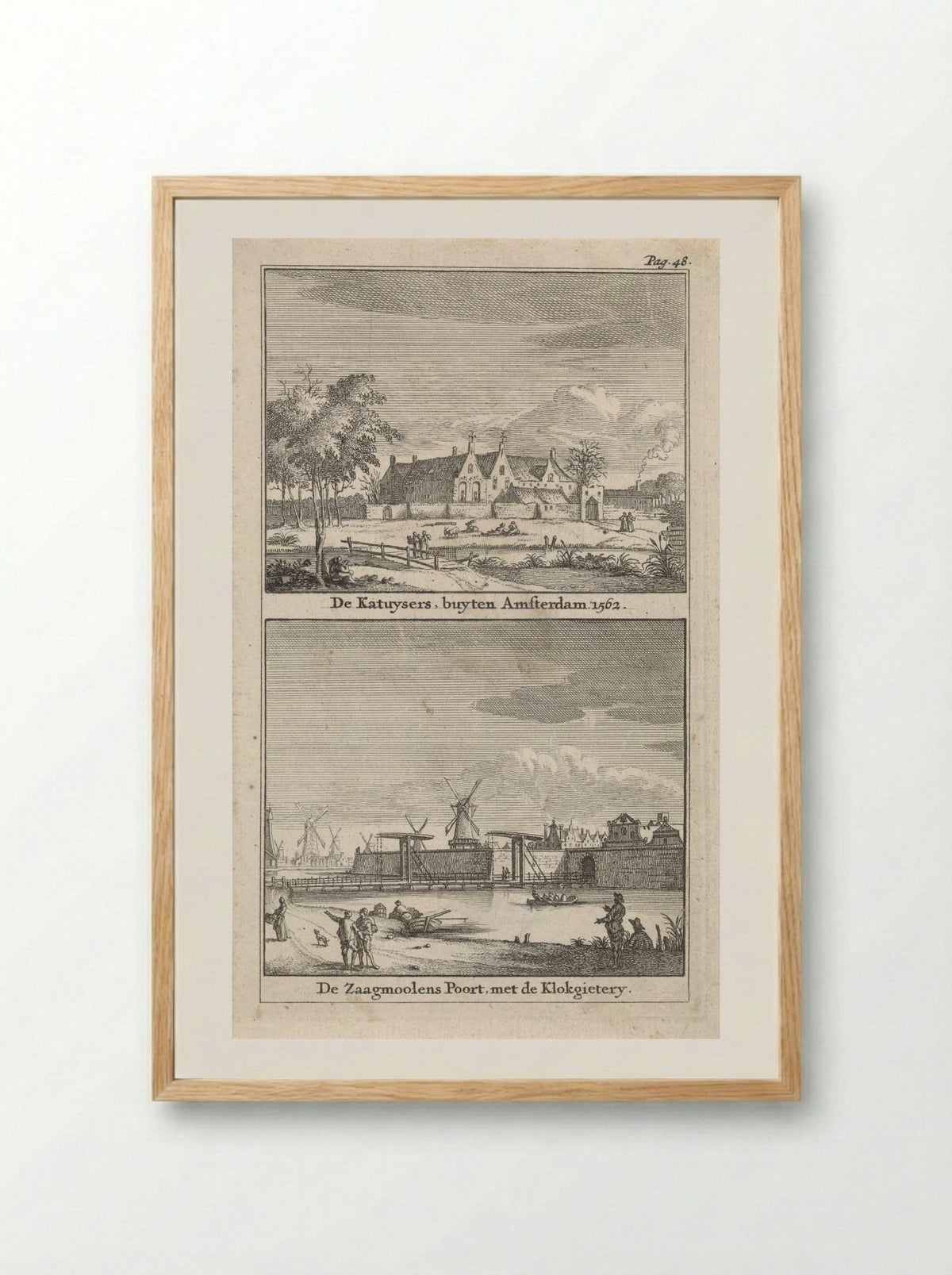 Het Kartuizerklooster en de Zaagmolenpoort - Jan Goeree - Framed Print Wood