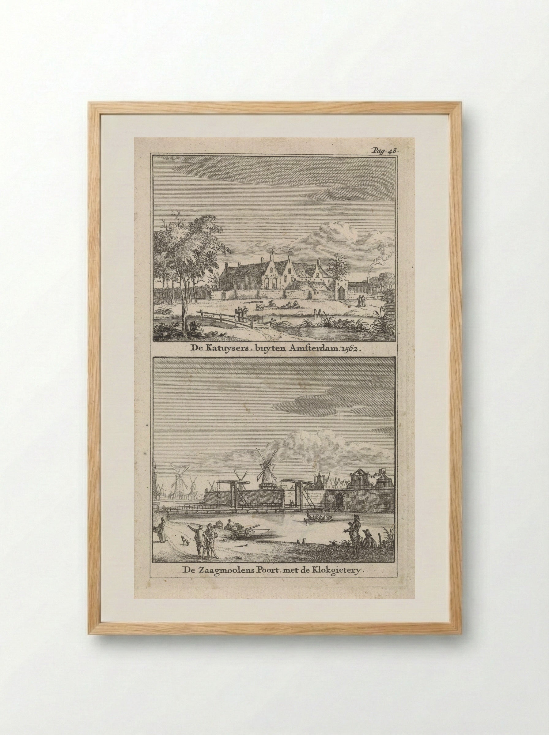 Het Kartuizerklooster en de Zaagmolenpoort - Jan Goeree - Framed Print Wood