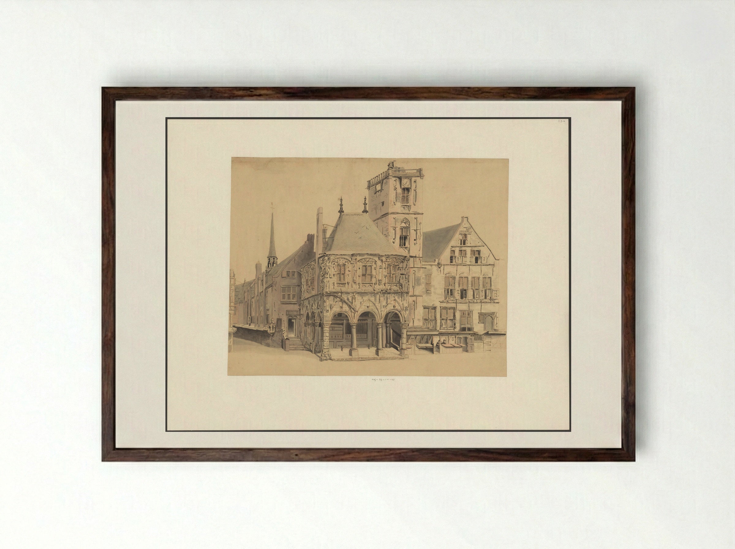 Het Oude Stadhuis van Amsterdam - Anthonie van den Bos - Framed Print Dark Wood