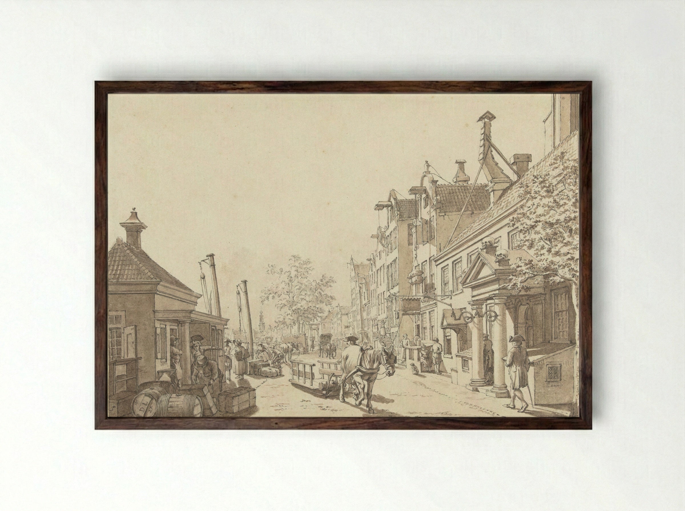 Het Rokin, gezien naar de Munt - Jacob Cats - Framed Print Dark Wood