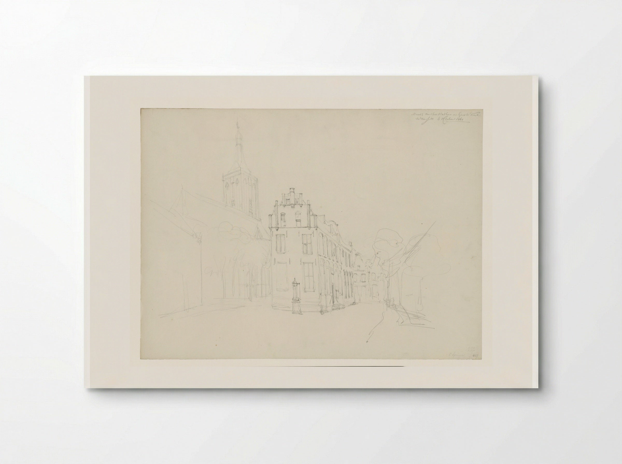Het Stadhuis en de Grote Kerk te Hasselt - Cornelis Springer - Poster