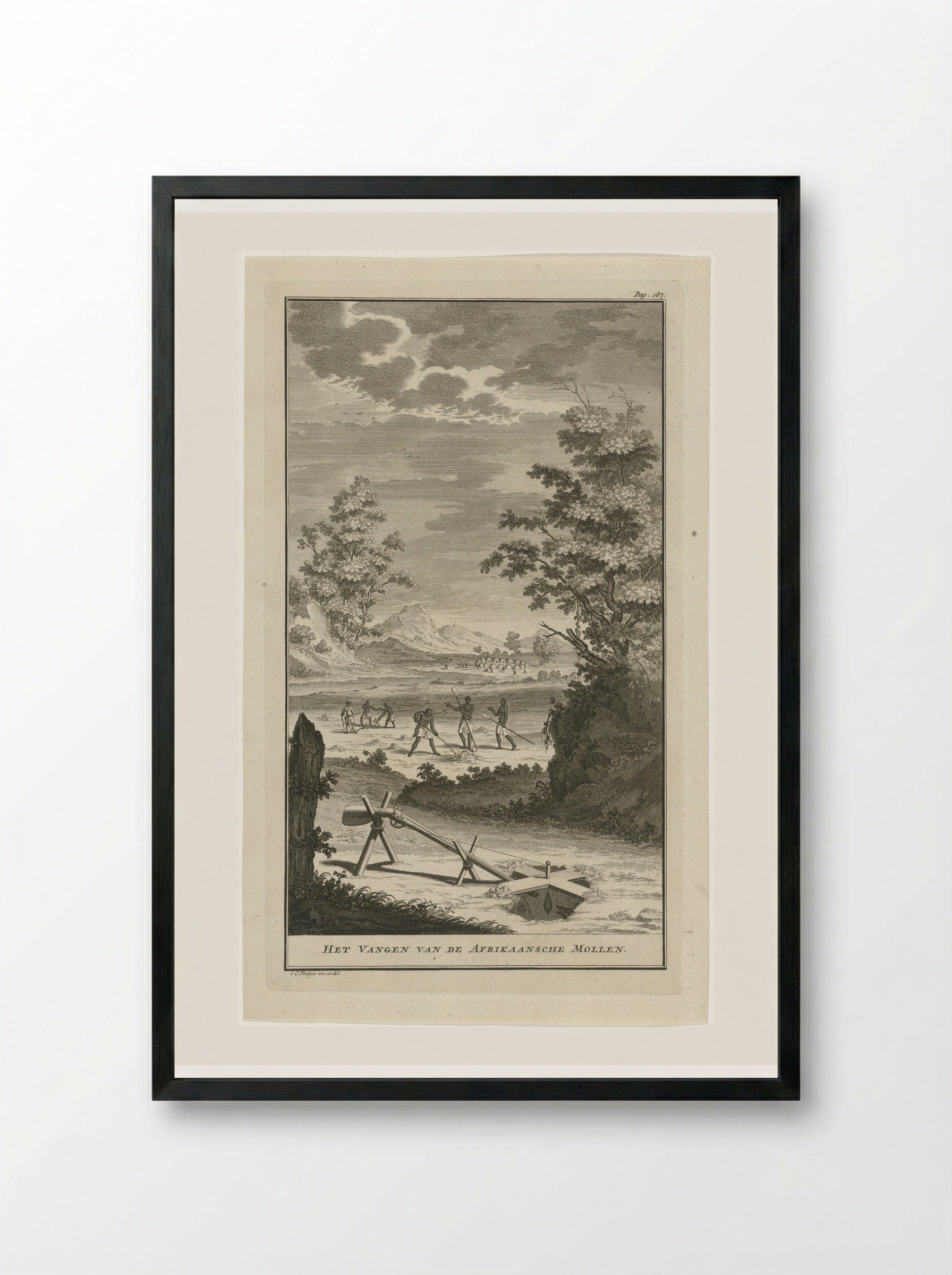 Het Vangen van de Afrikaansche Mollen - Jan Caspar Philips - Framed Print Black