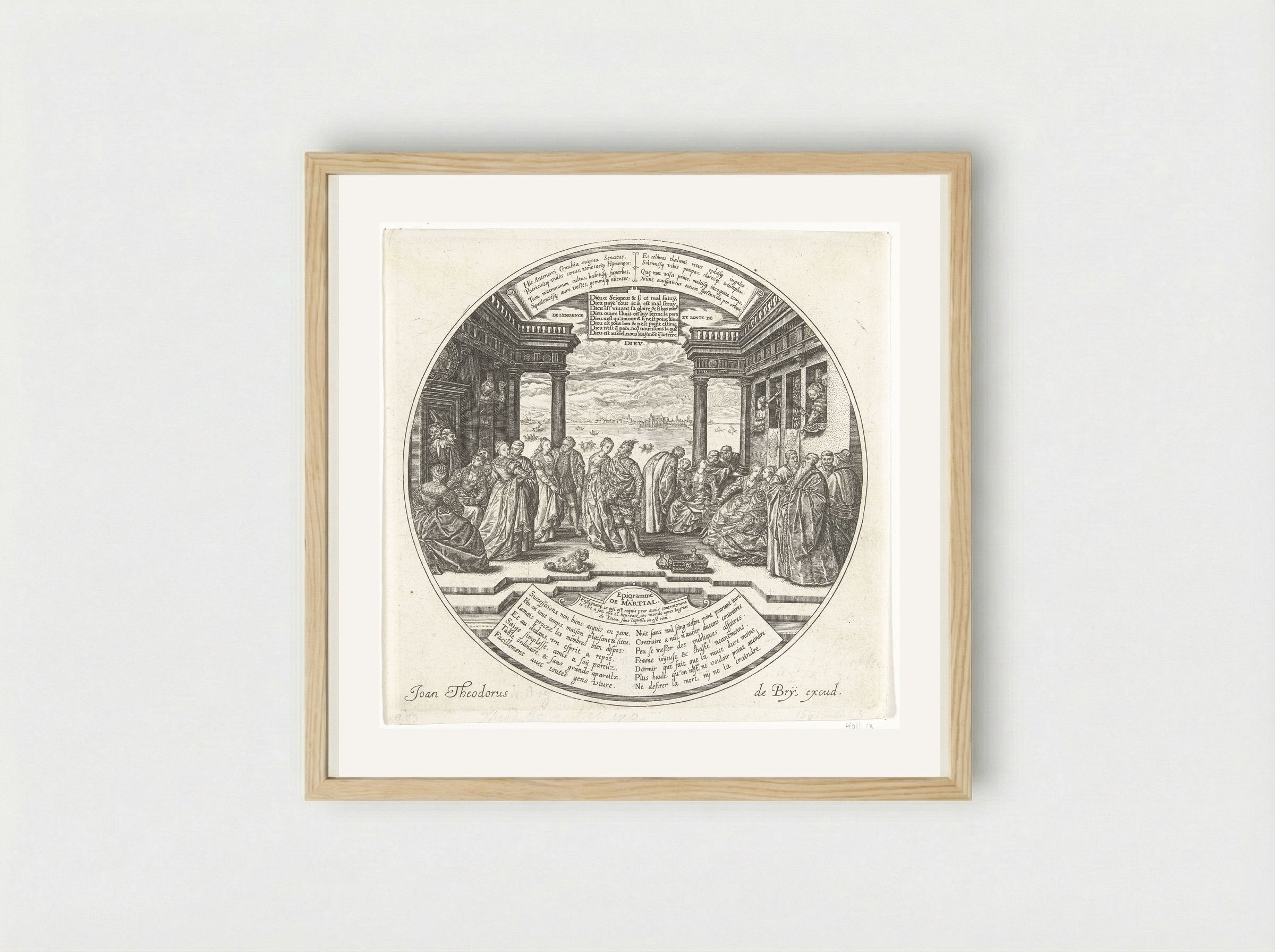 Het Venetiaanse Bal of de bruiloft van Antenor - Johann Theodor de Bry - Framed Print Wood