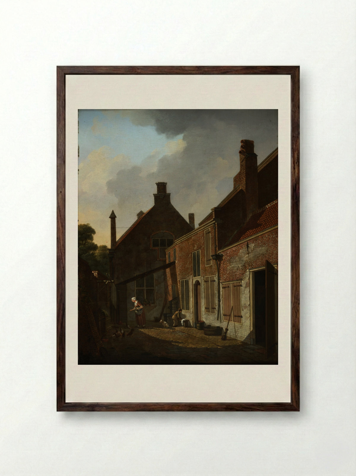 Het afbreken van de ruïne van de Abdij van Rijnsburg - Johannes van Lexmond - Framed Print Dark Wood