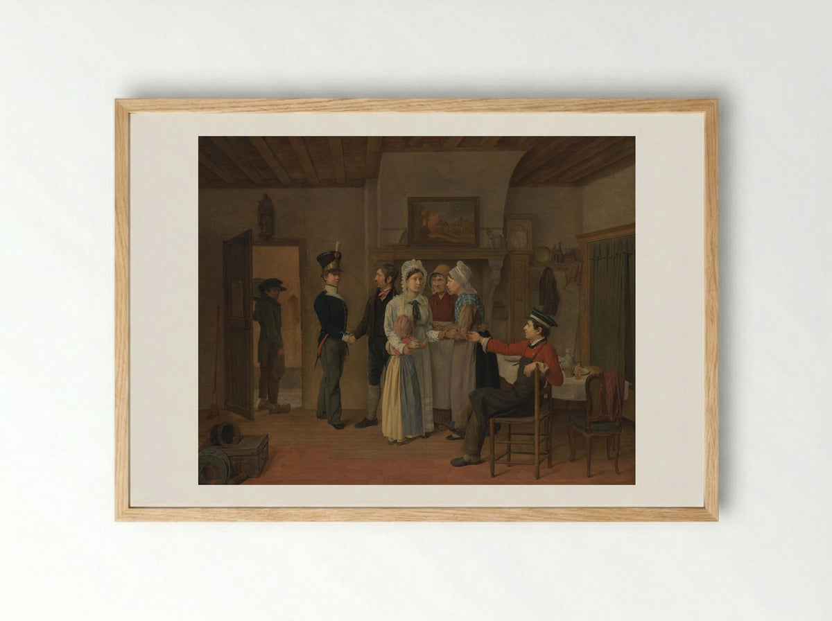 Het afscheid van de soldaat - Charles van Beveren - Framed Print Wood