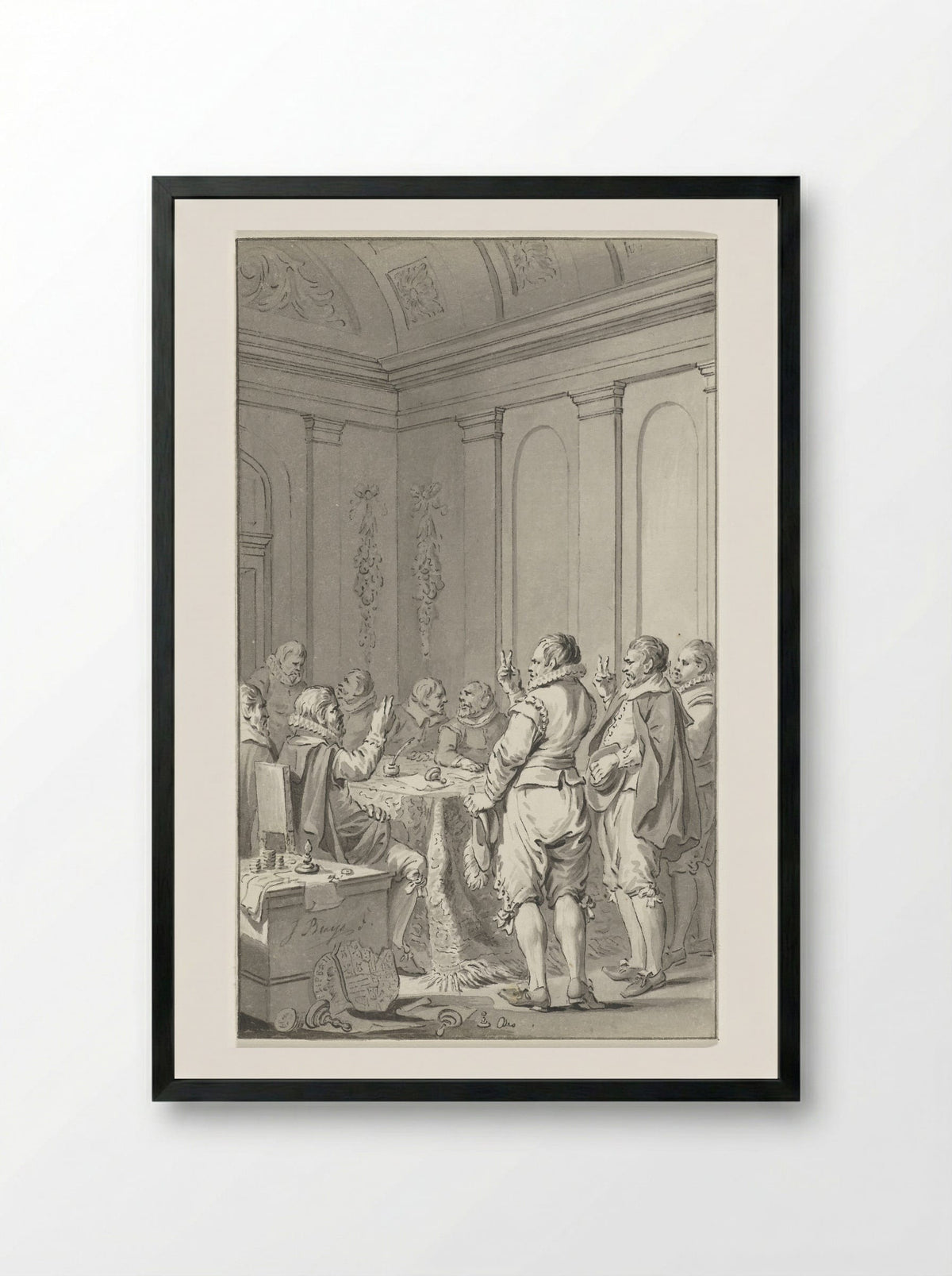 Het afzweren van Filips II door de Staten - Jacobus Buys - Framed Print Black