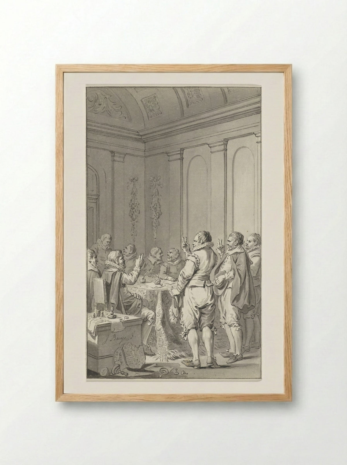 Het afzweren van Filips II door de Staten - Jacobus Buys - Framed Print Wood