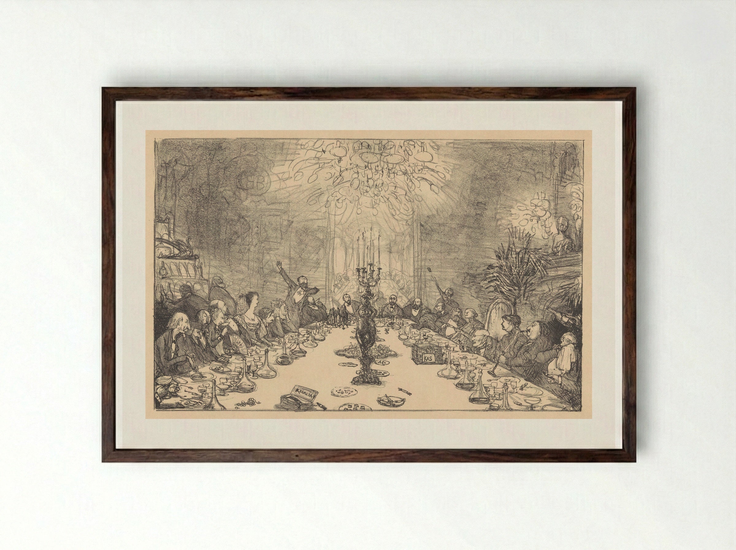 Het banket van de Hollandsche Tekenmaatschappij - Marius Bauer - Framed Print Dark Wood