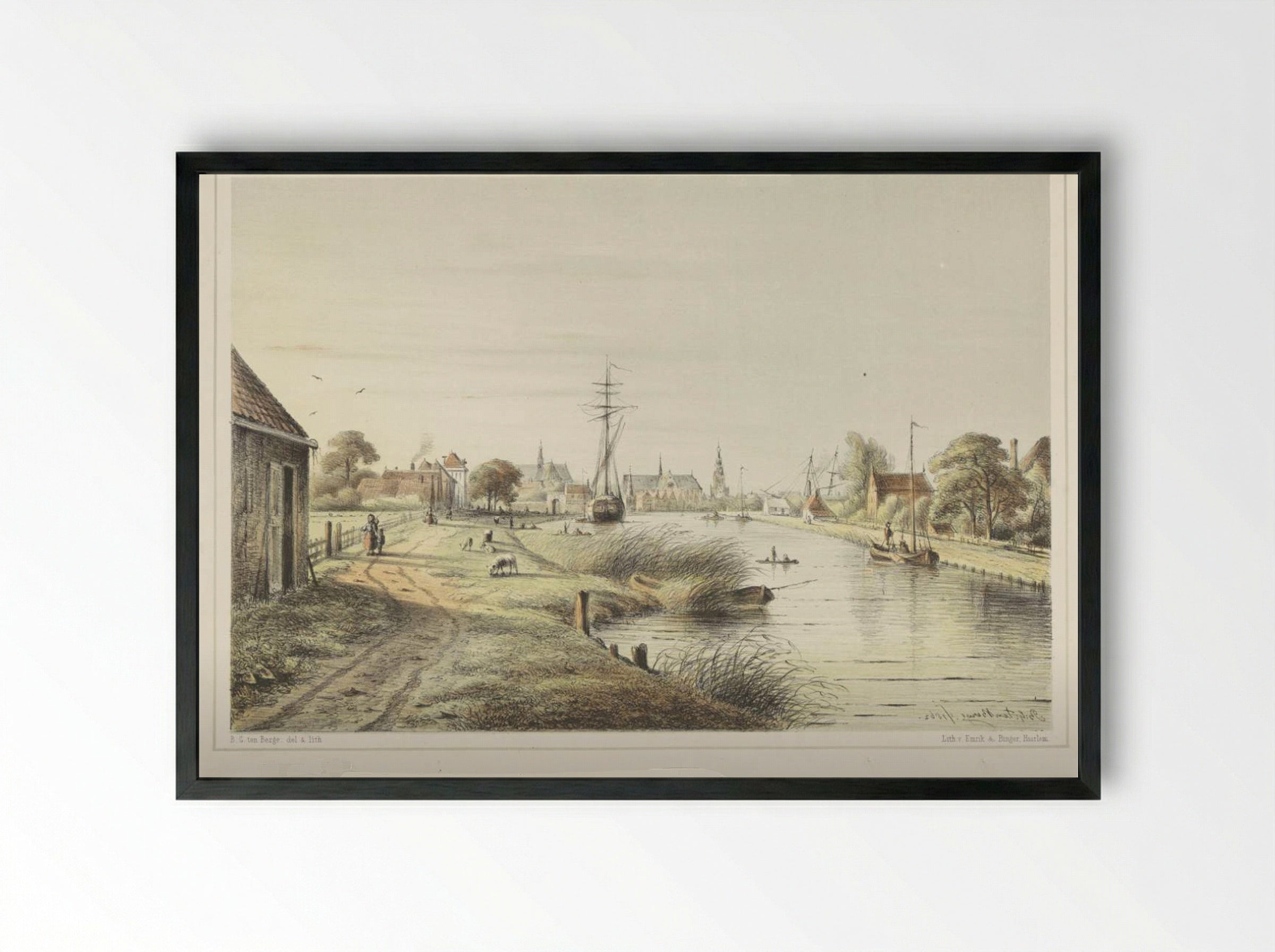 Het bezoeken van de zieken - Bernardus Gerardus ten Berge - Framed Print Black
