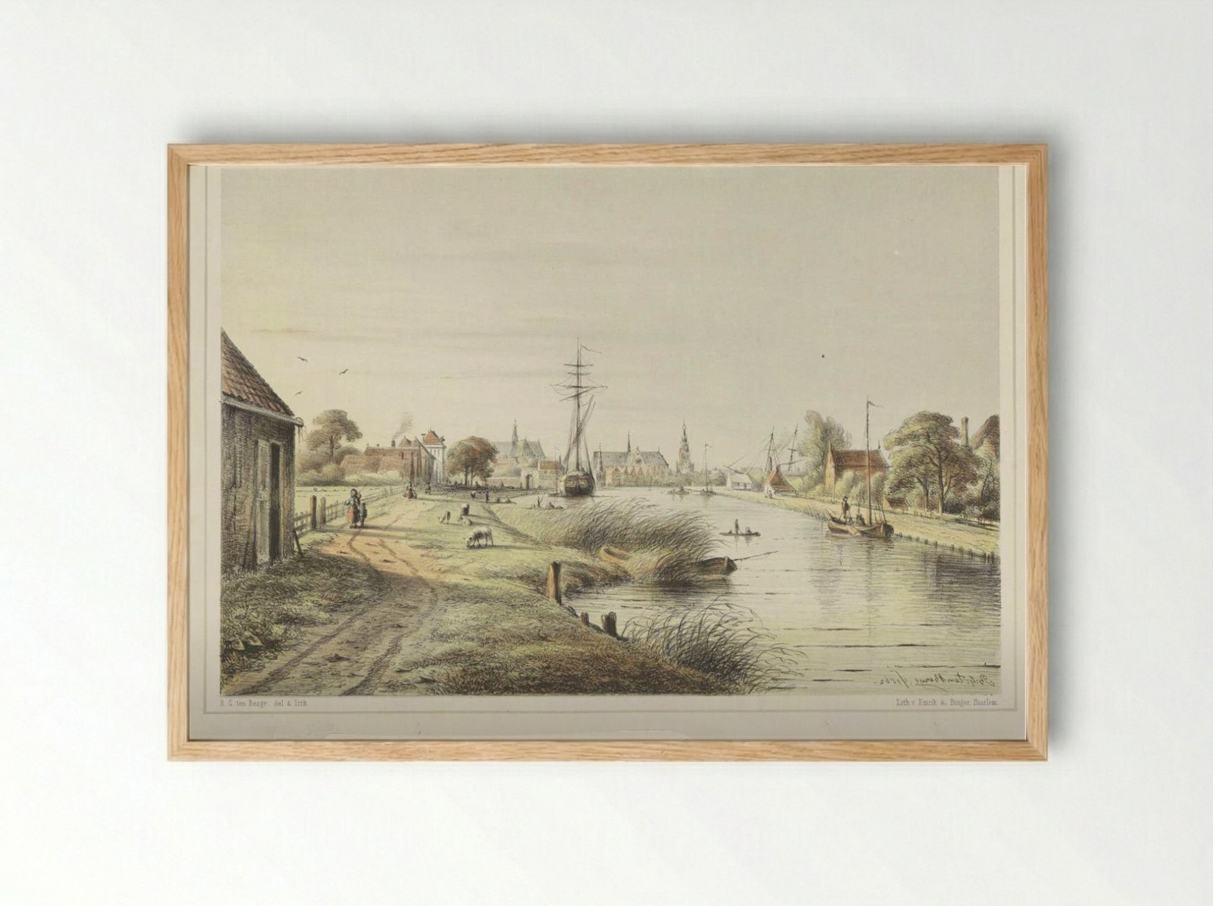 Het bezoeken van de zieken - Bernardus Gerardus ten Berge - Framed Print Wood