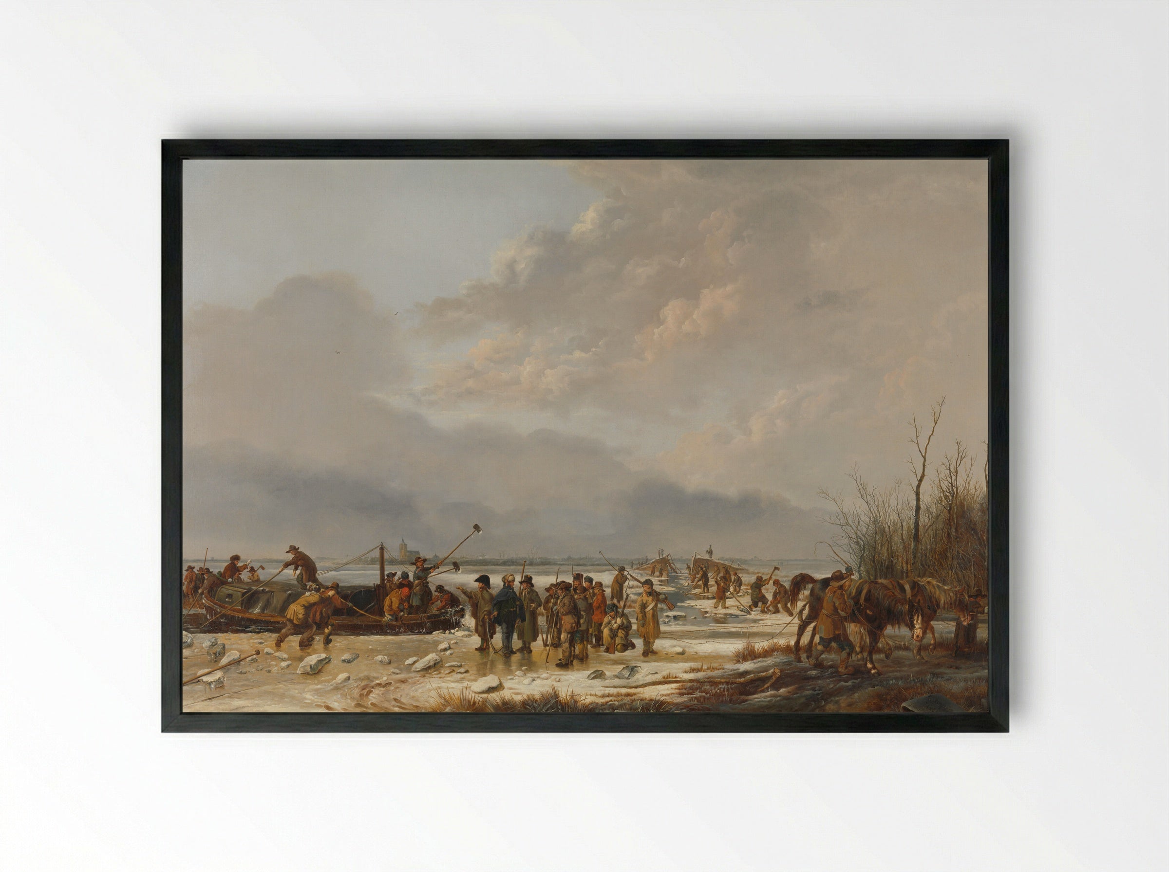 Het doorijzen van de Karnemelksloot bij Naarden, januari 1814 - Pieter Gerardus van Os - Framed Print Black