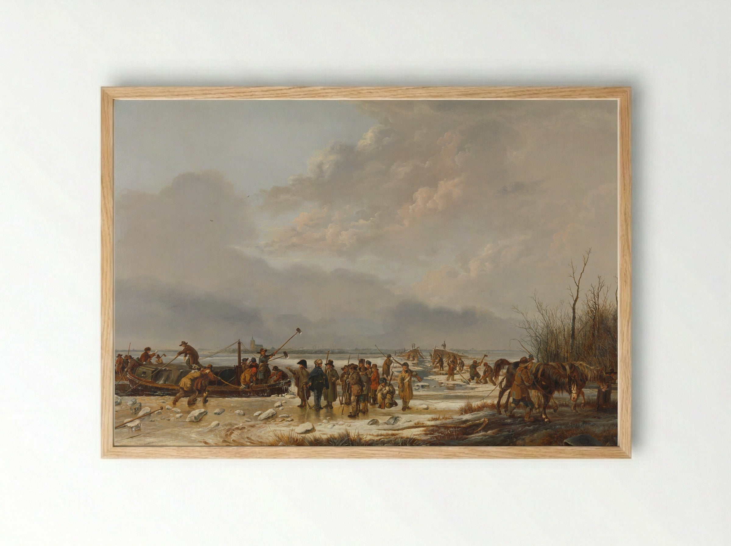 Het doorijzen van de Karnemelksloot bij Naarden, januari 1814 - Pieter Gerardus van Os - Framed Print Wood