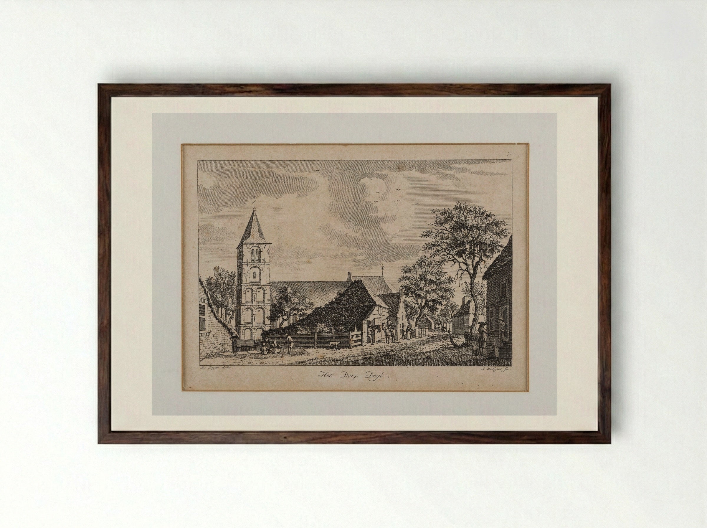 Het dorp Deil - Jan de Beijer - Framed Print Dark Wood