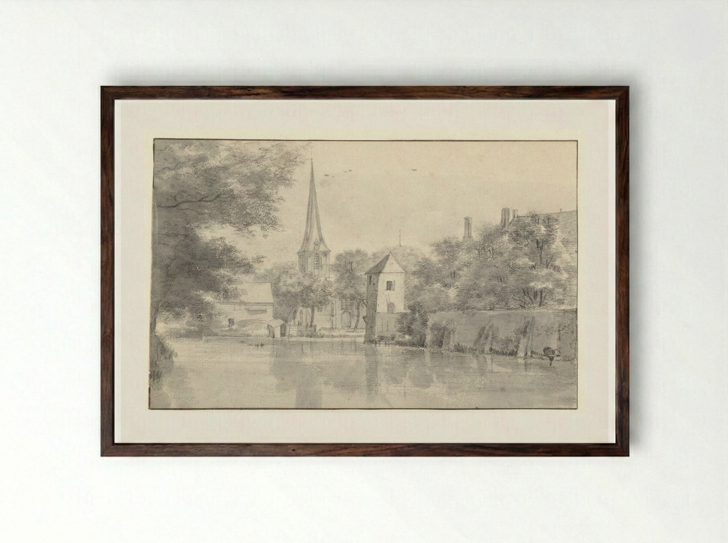 Het dorp Geervliet en een gedeelte van Hof van Putten - Roelant Roghman - Framed Print Dark Wood