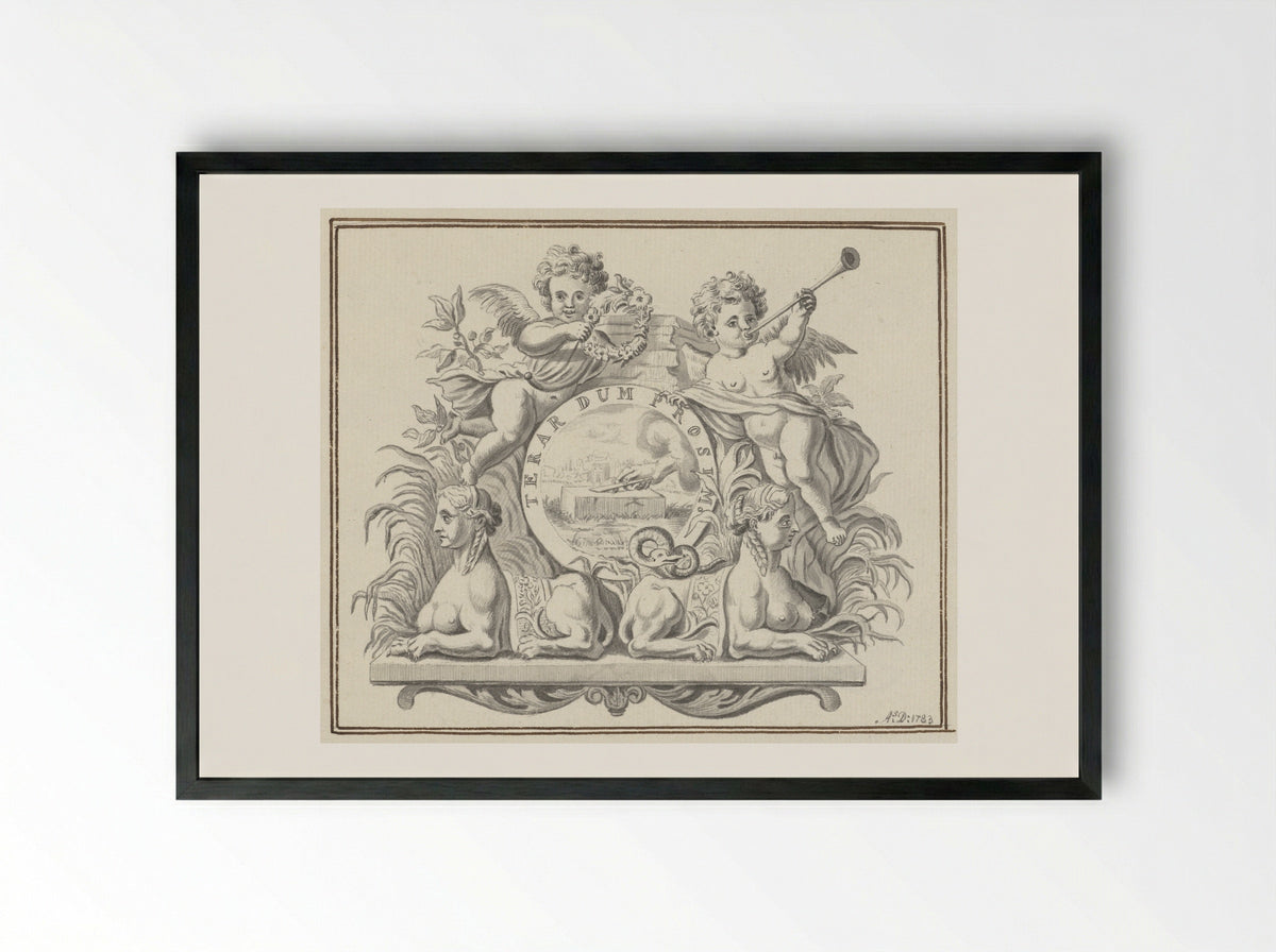 Het drukkersmerk van de uitgevers Wetstein te Amsterdam - Monogrammist ASD - Framed Print Black